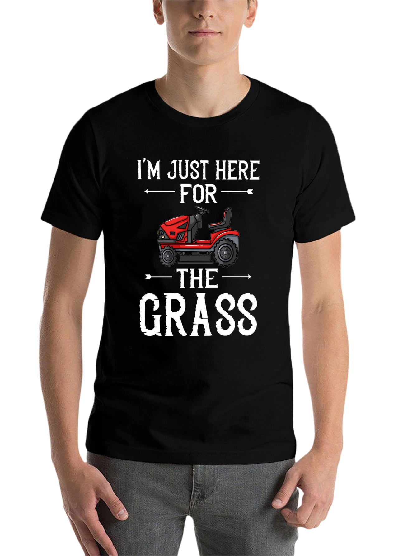 Black I'm Just Here For The Grass - Funny T-Shirt view 7