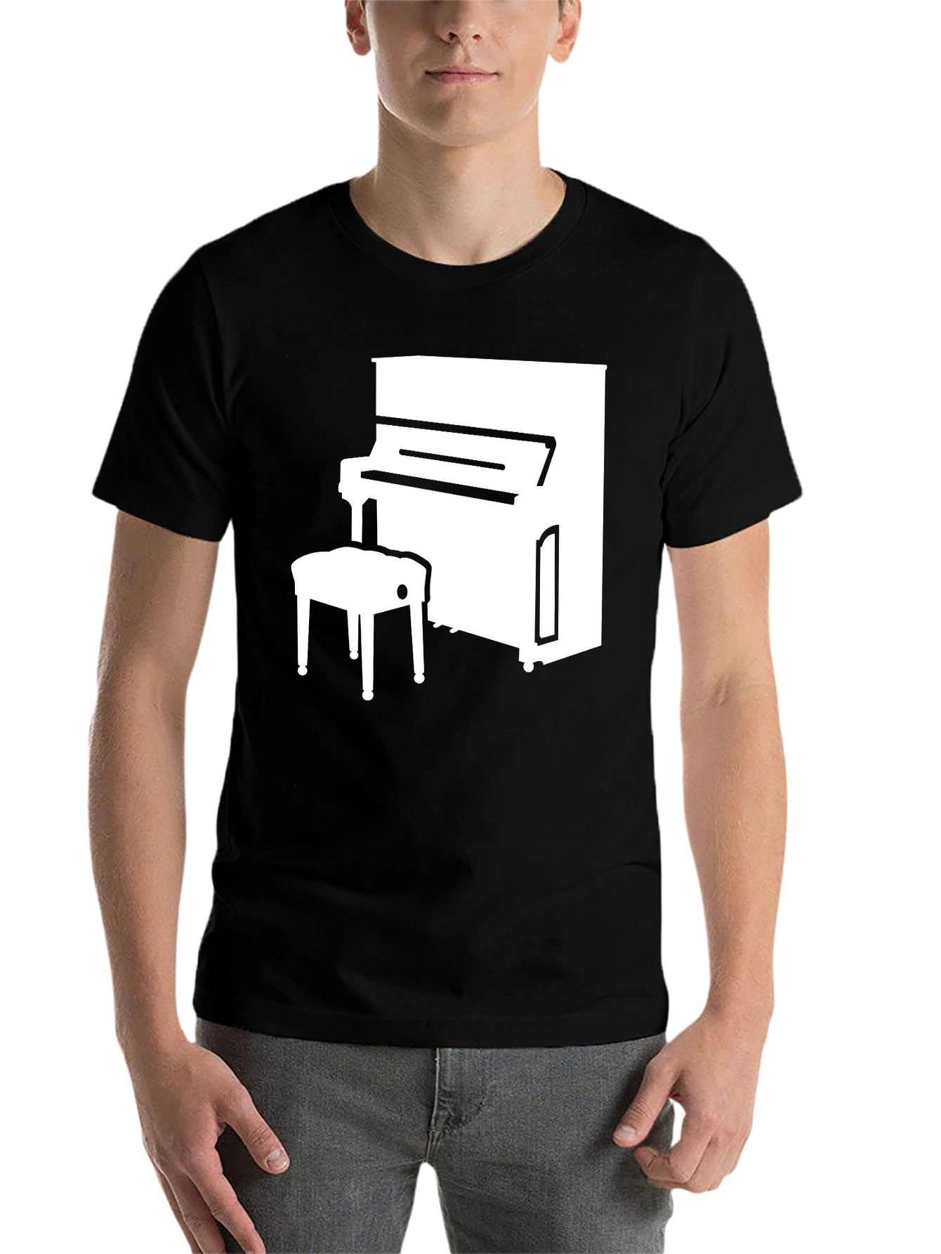 Black Piano Graphic Tee - Stylish Music Lover's T-Shirt view 7