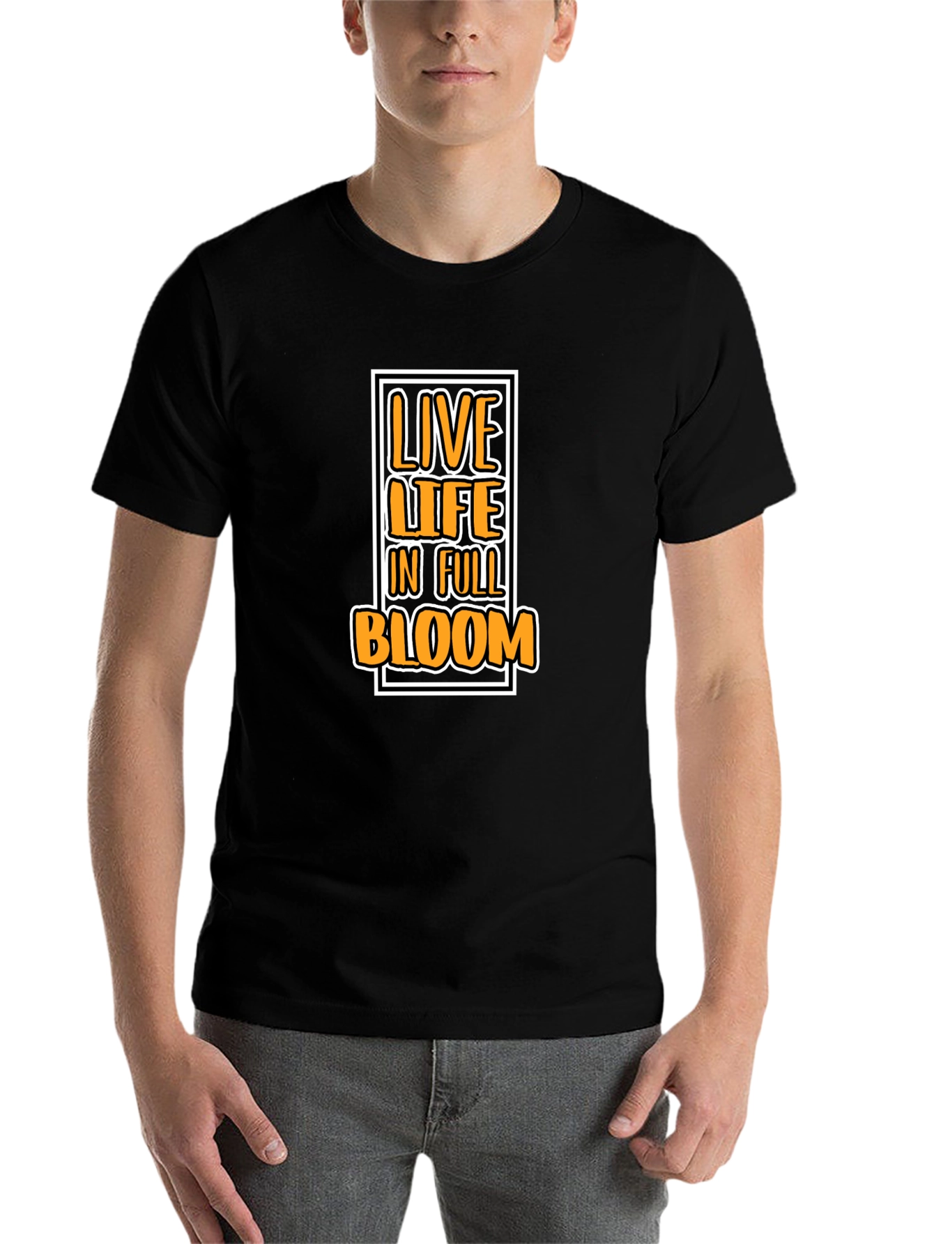 Black Live Life in Full Bloom Graphic Tee - Black Cotton T-Shirt view 7