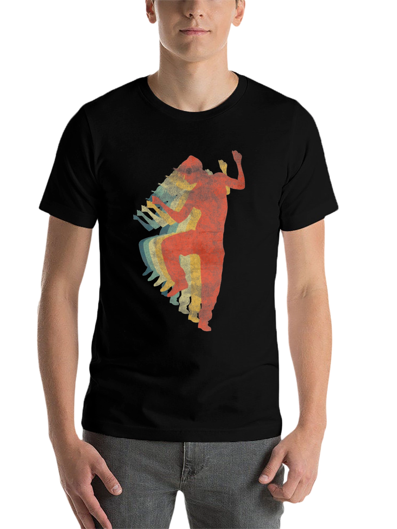 Black Retro Dancer Graphic Tee - Black Cotton T-Shirt view 7