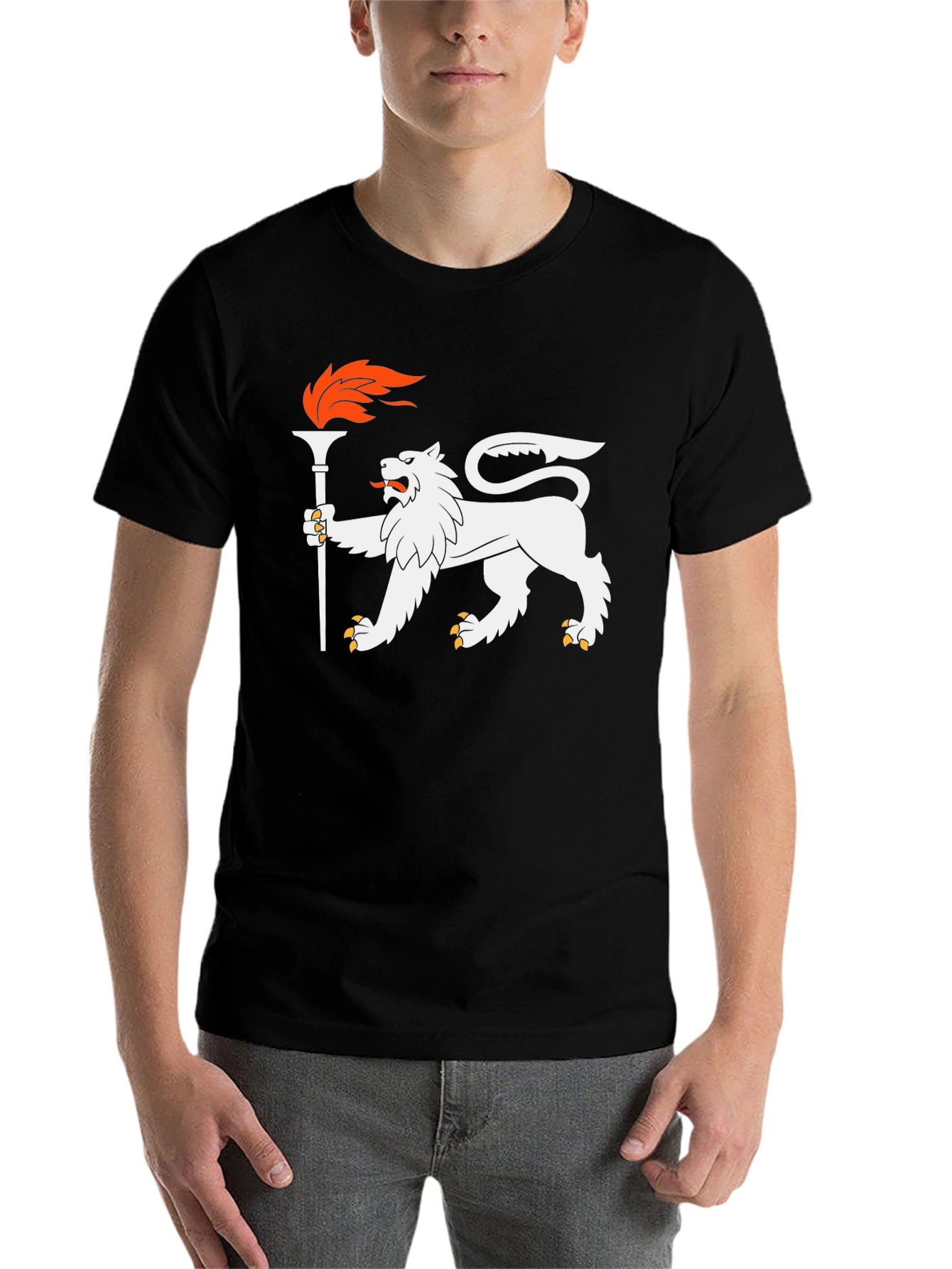 Black Lion Torchbearer Graphic Tee - Cool Black T-Shirt view 7