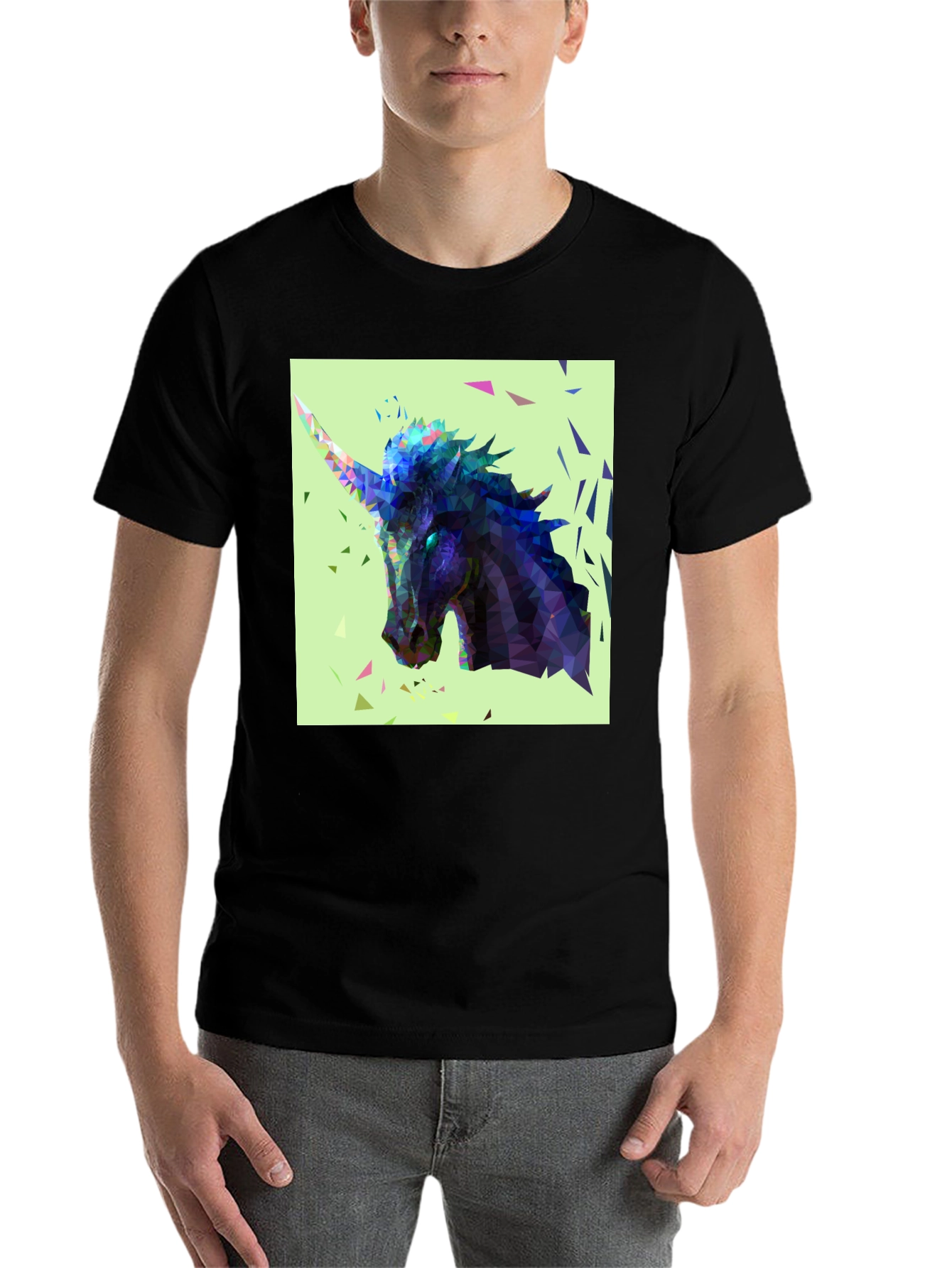 Black Geometric Unicorn Graphic Tee view 7