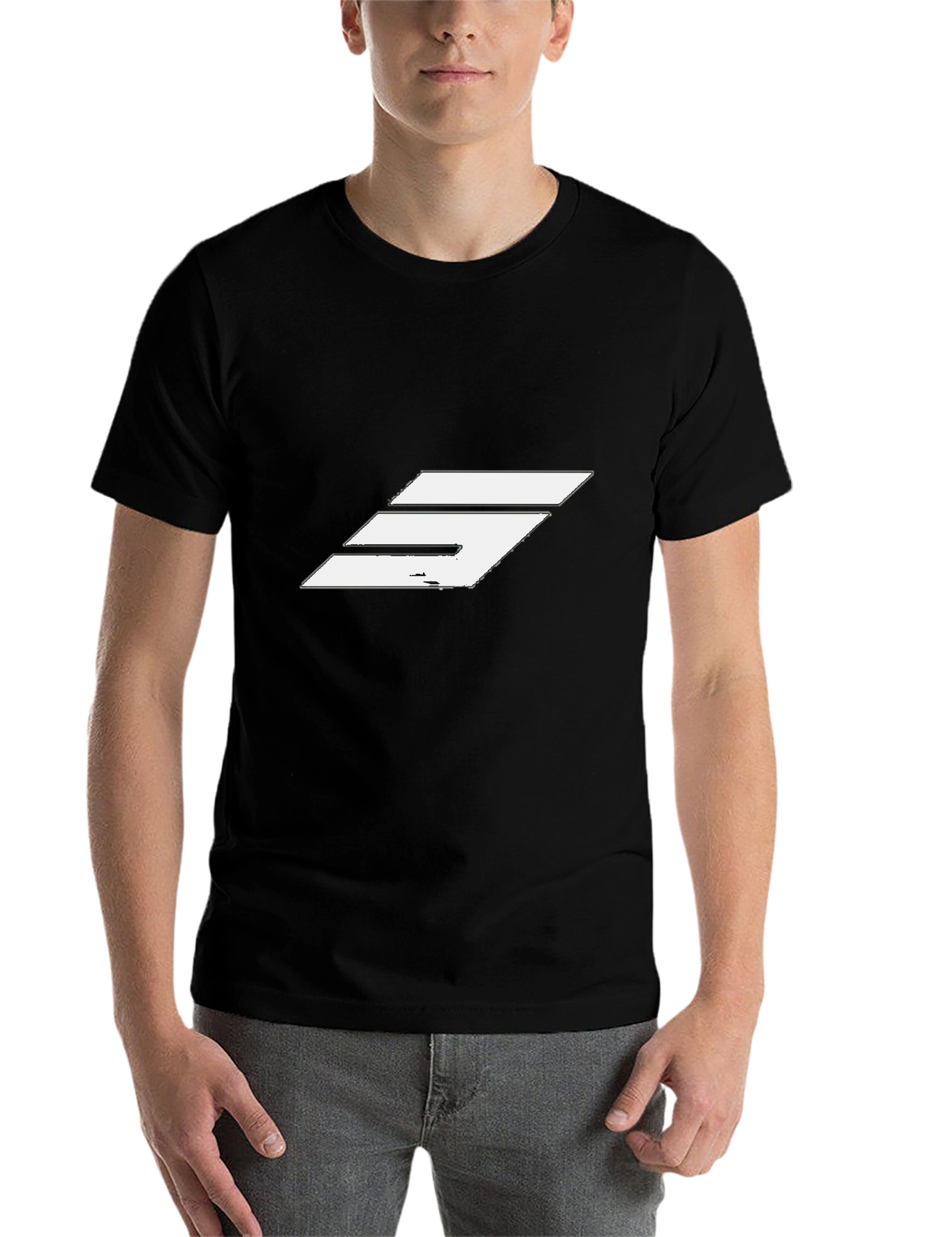 Black Modern Graphic T-Shirt - Black with White Design view 7