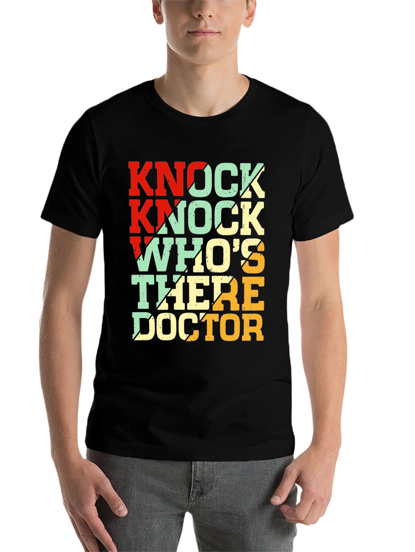 Black Knock Knock Doctor T-Shirt - Funny Humor Tee view 7