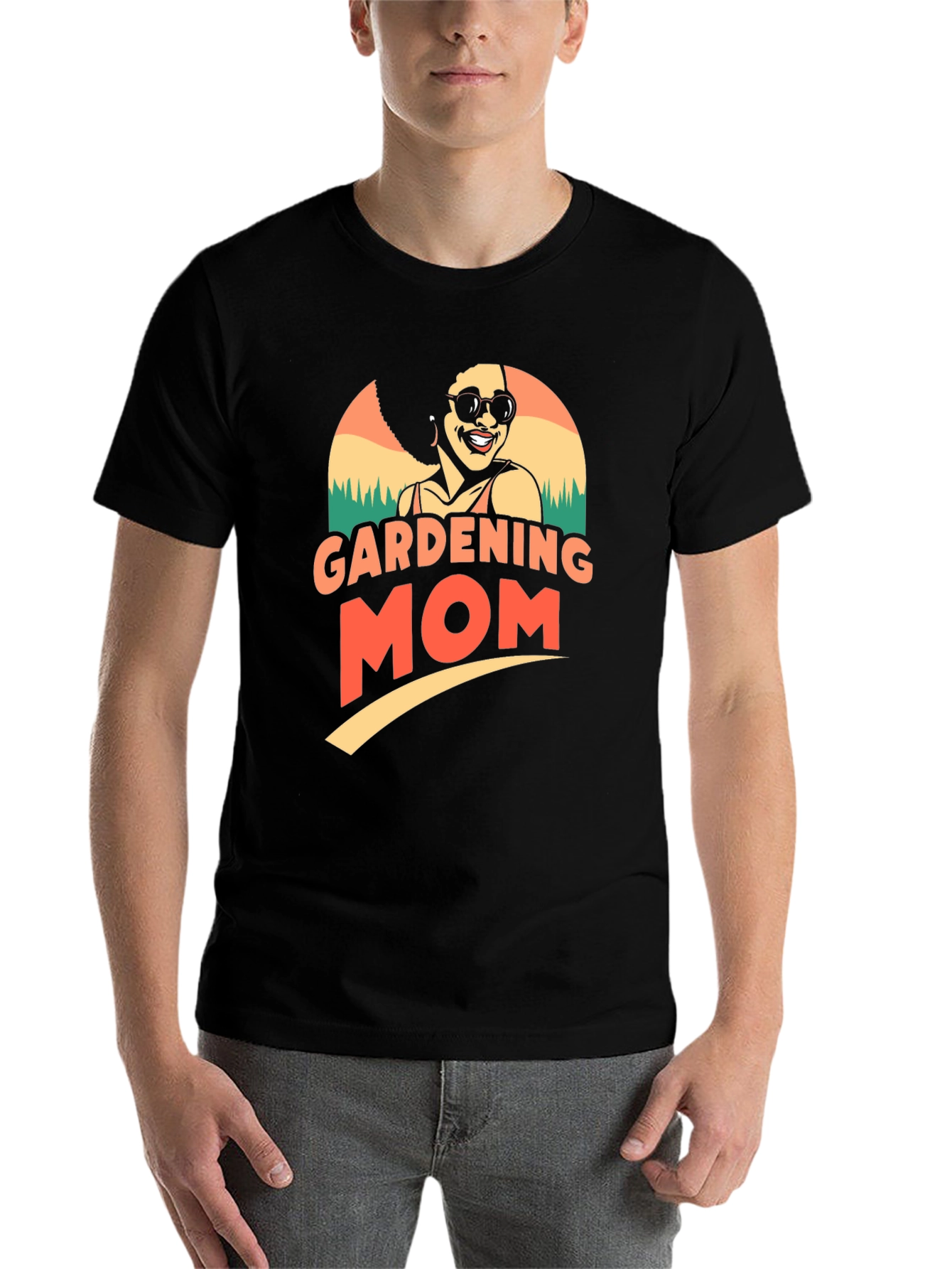 Black Gardening Mom T-Shirt view 7