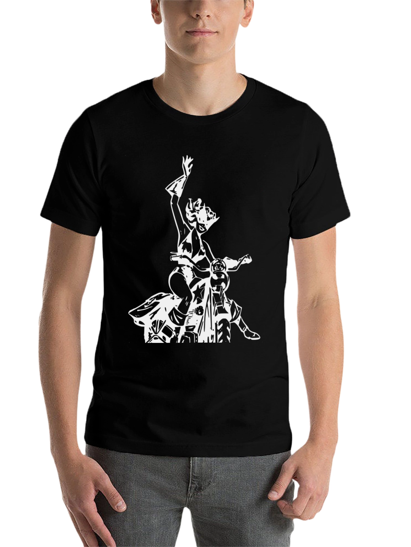 Black Black T-Shirt with Retro Motorcycle Graphic view 7