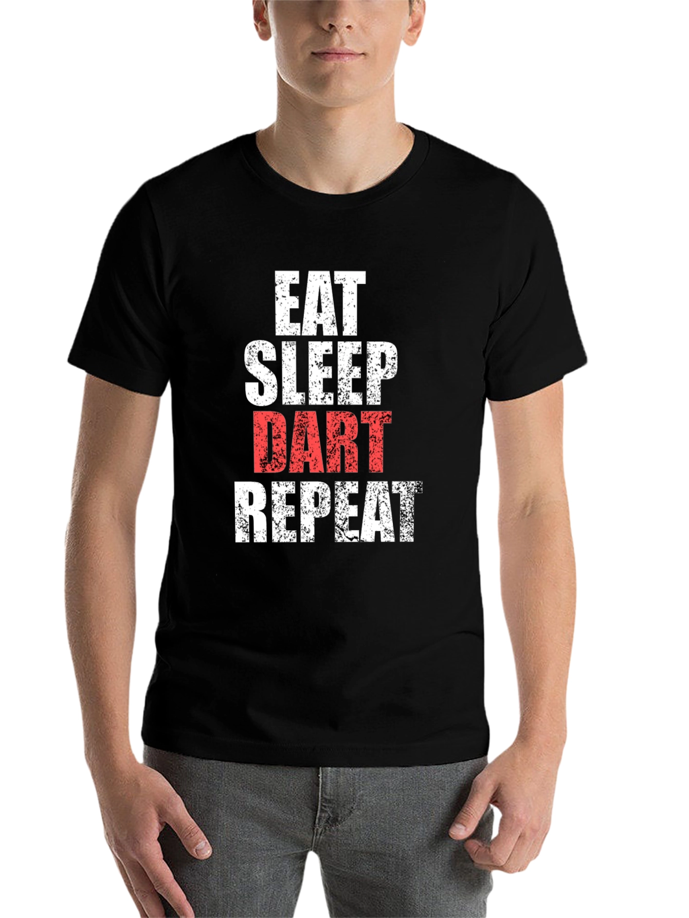 Black Eat Sleep Dart Repeat Funny T-Shirt view 7
