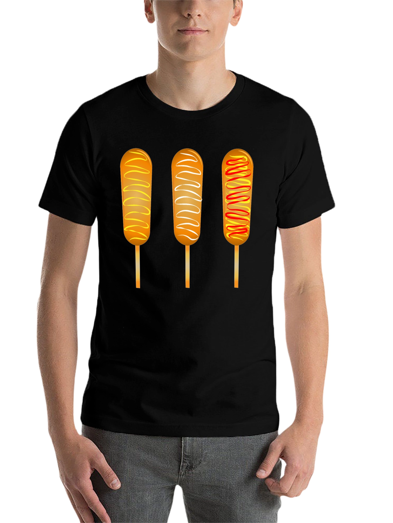 Black Corn Dog T-Shirt: Unique Foodie Graphic Tee view 7