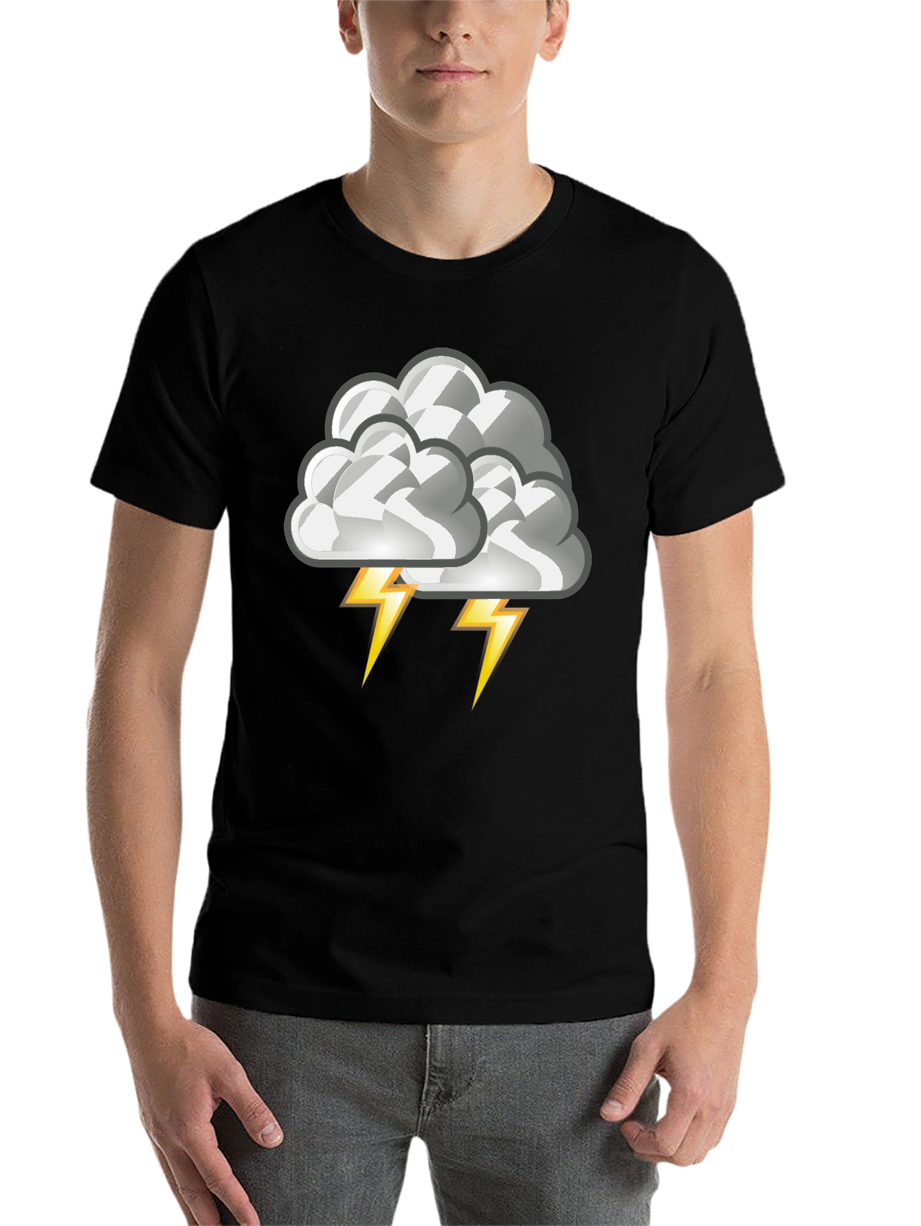 Black Storm Cloud Graphic Tee - Men's Black T-Shirt view 7