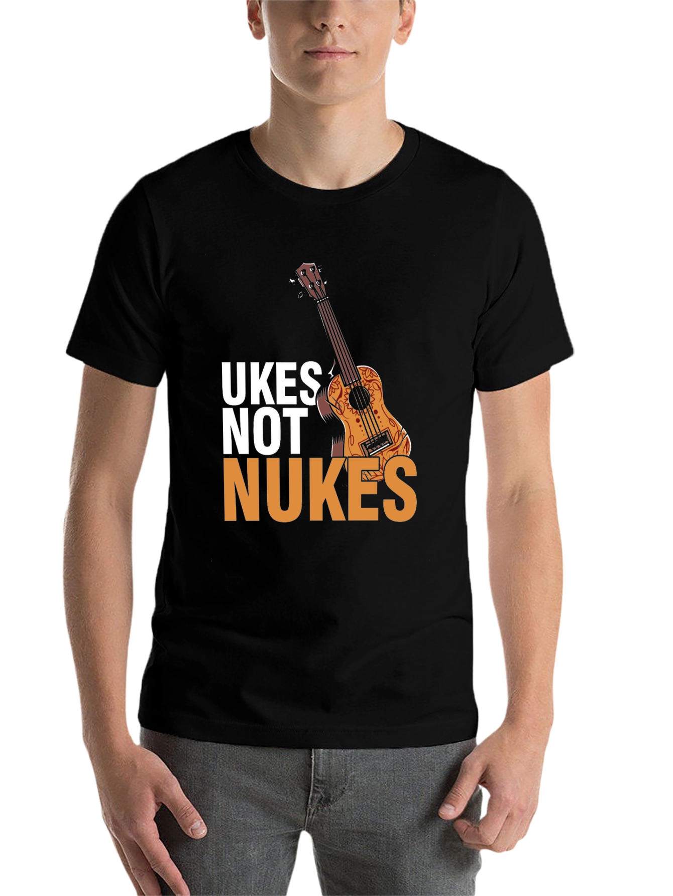 Black Ukes Not Nukes Graphic Tee - Black Cotton Blend view 7