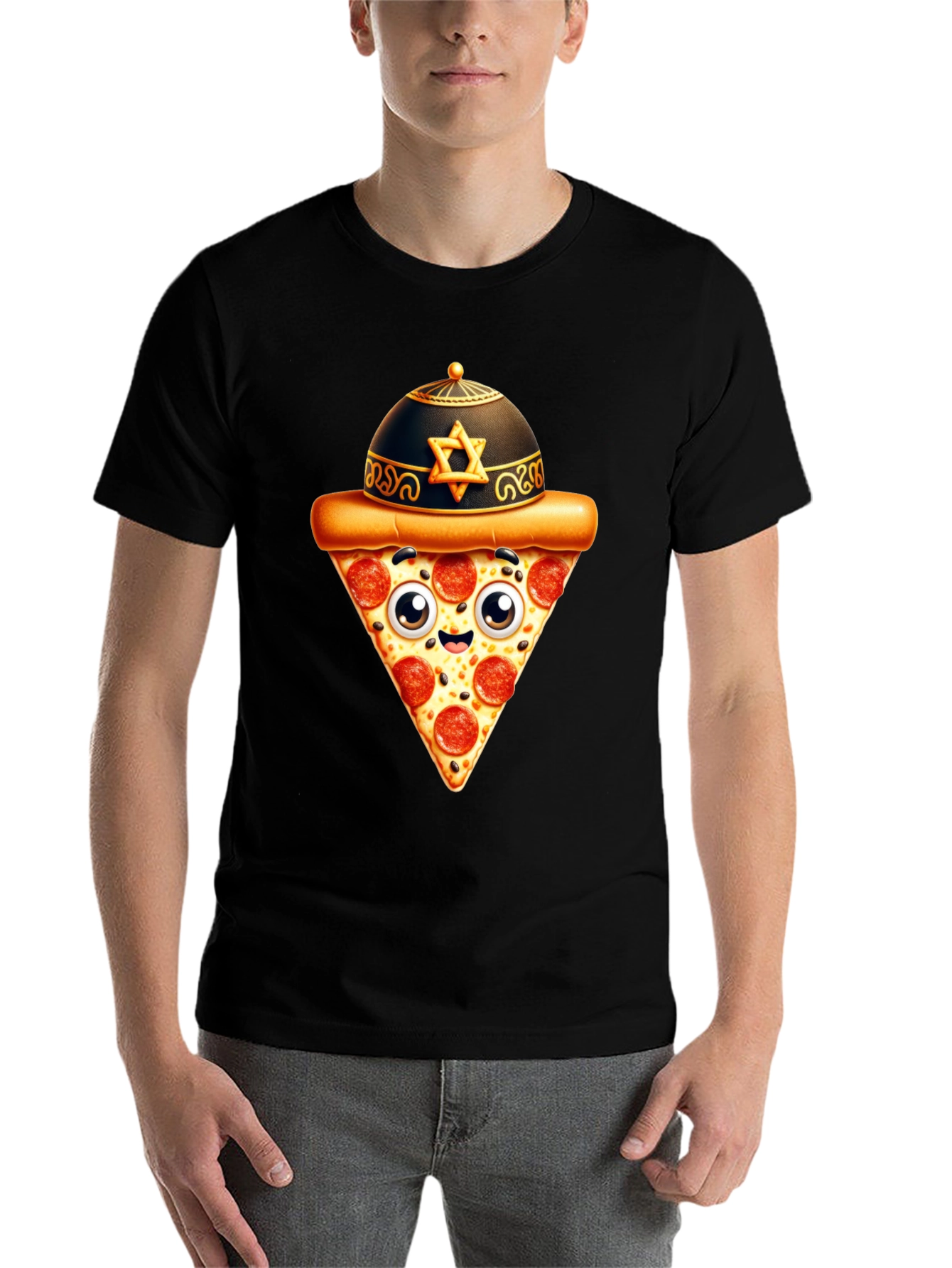 Black Pizza Slice T-Shirt - Funny Foodie Tee view 7