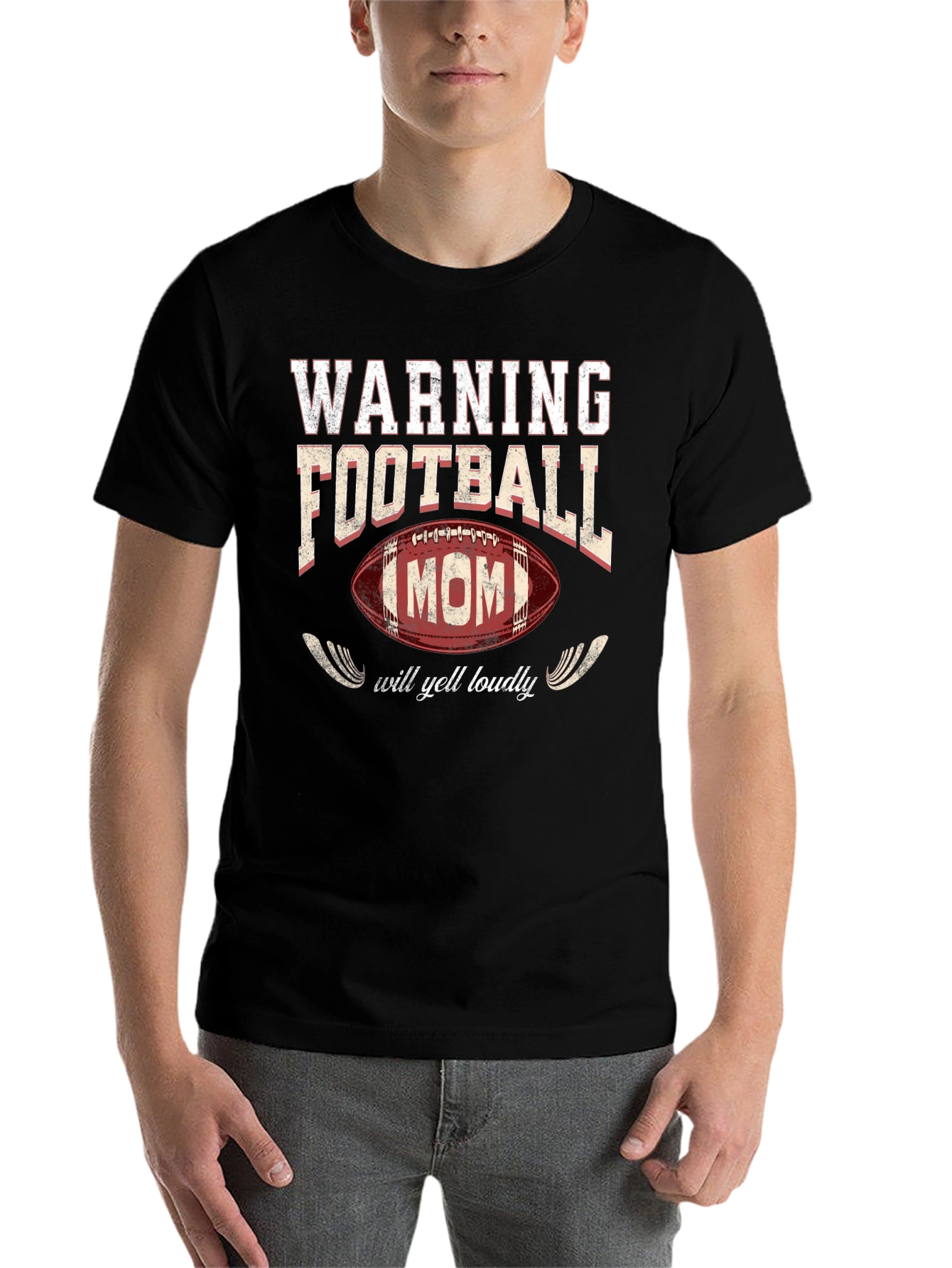 Warning Football Mom Graphic Tee - 7