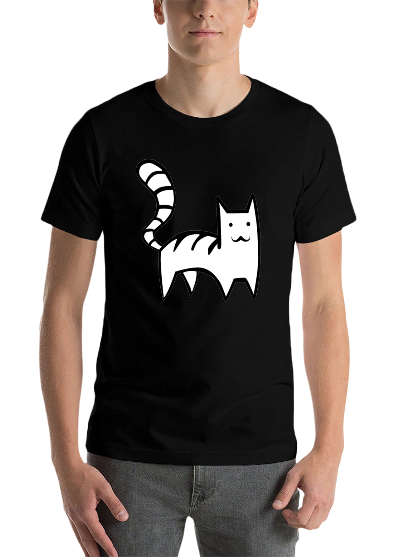 Black Cool Cat Graphic Tee - Black Casual Shirt view 7