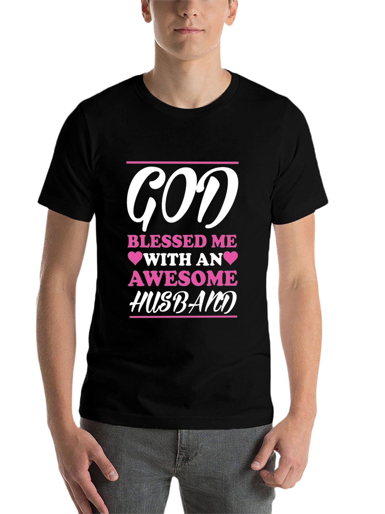 Black God Blessed Me Awesome Husband Graphic Tee view 7