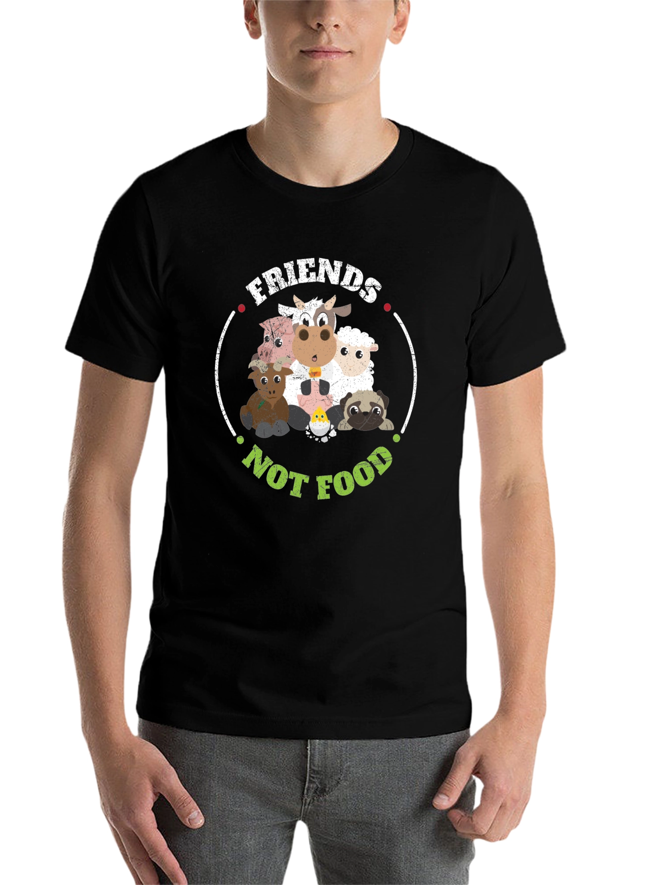 Black Friends Not Food Vegan Graphic T-Shirt view 7