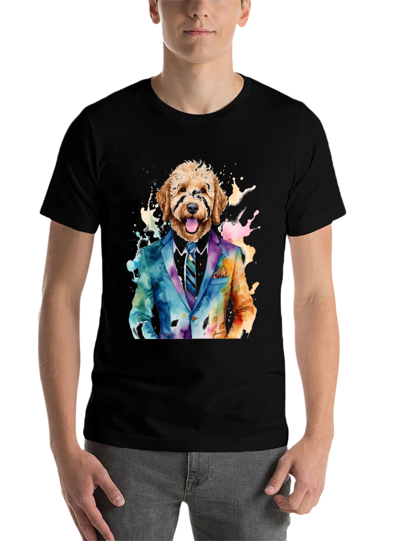 Black Dog in Suit Graphic Tee - Stylish & Unique view 7