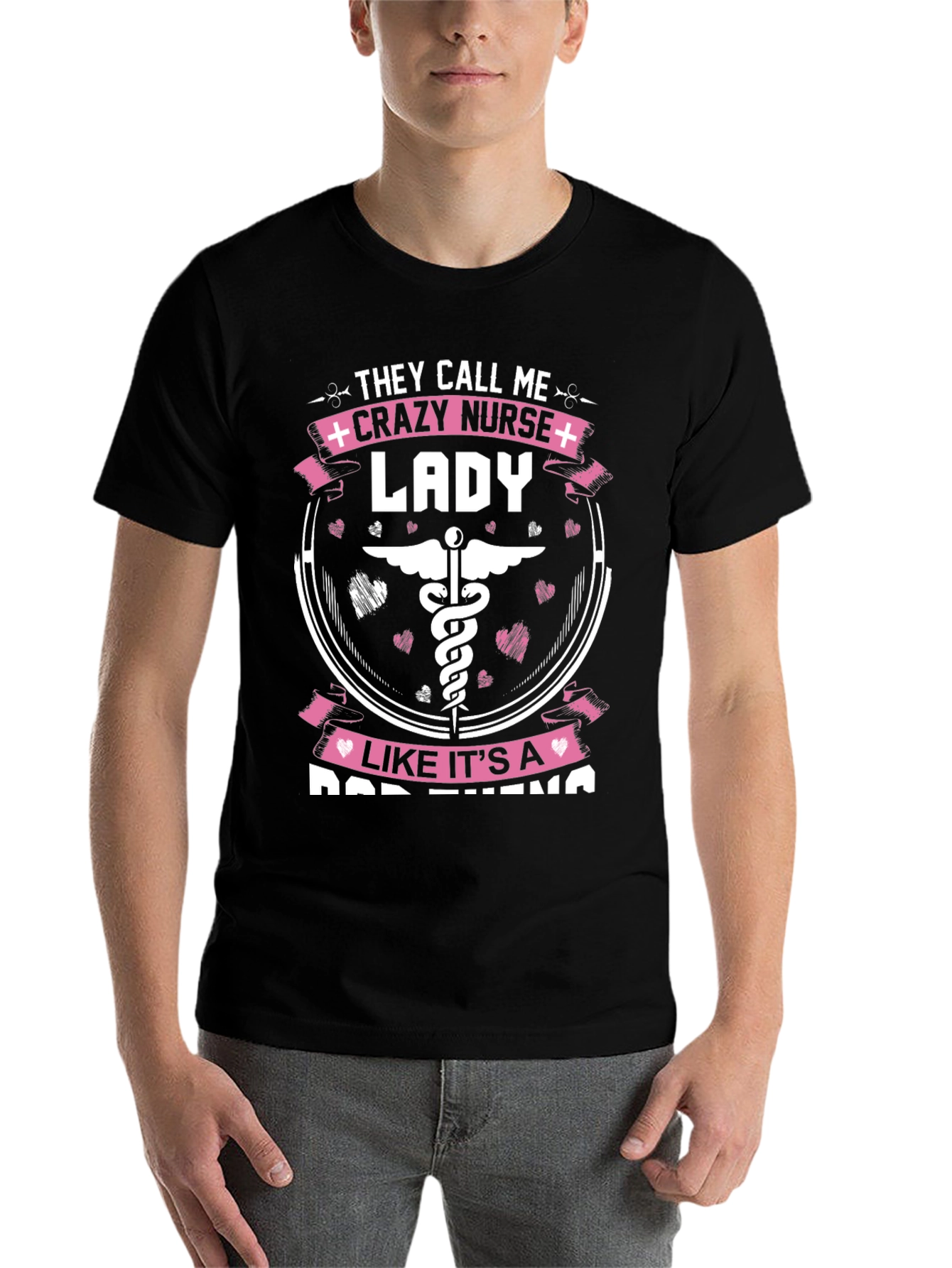 Black Crazy Nurse Lady Graphic Tee view 7