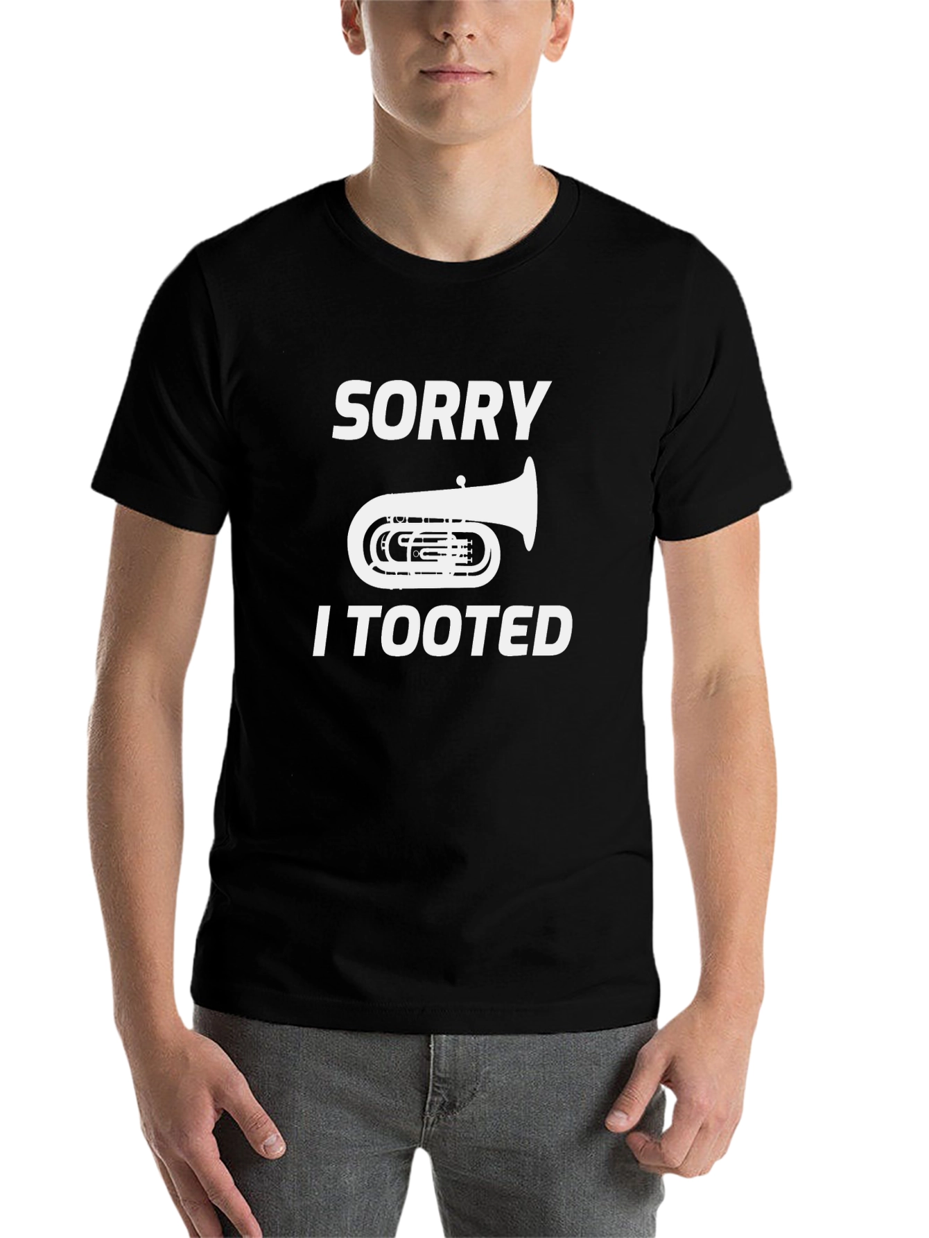 Black Sorry I Tooted Tuba Funny Black T-Shirt view 7