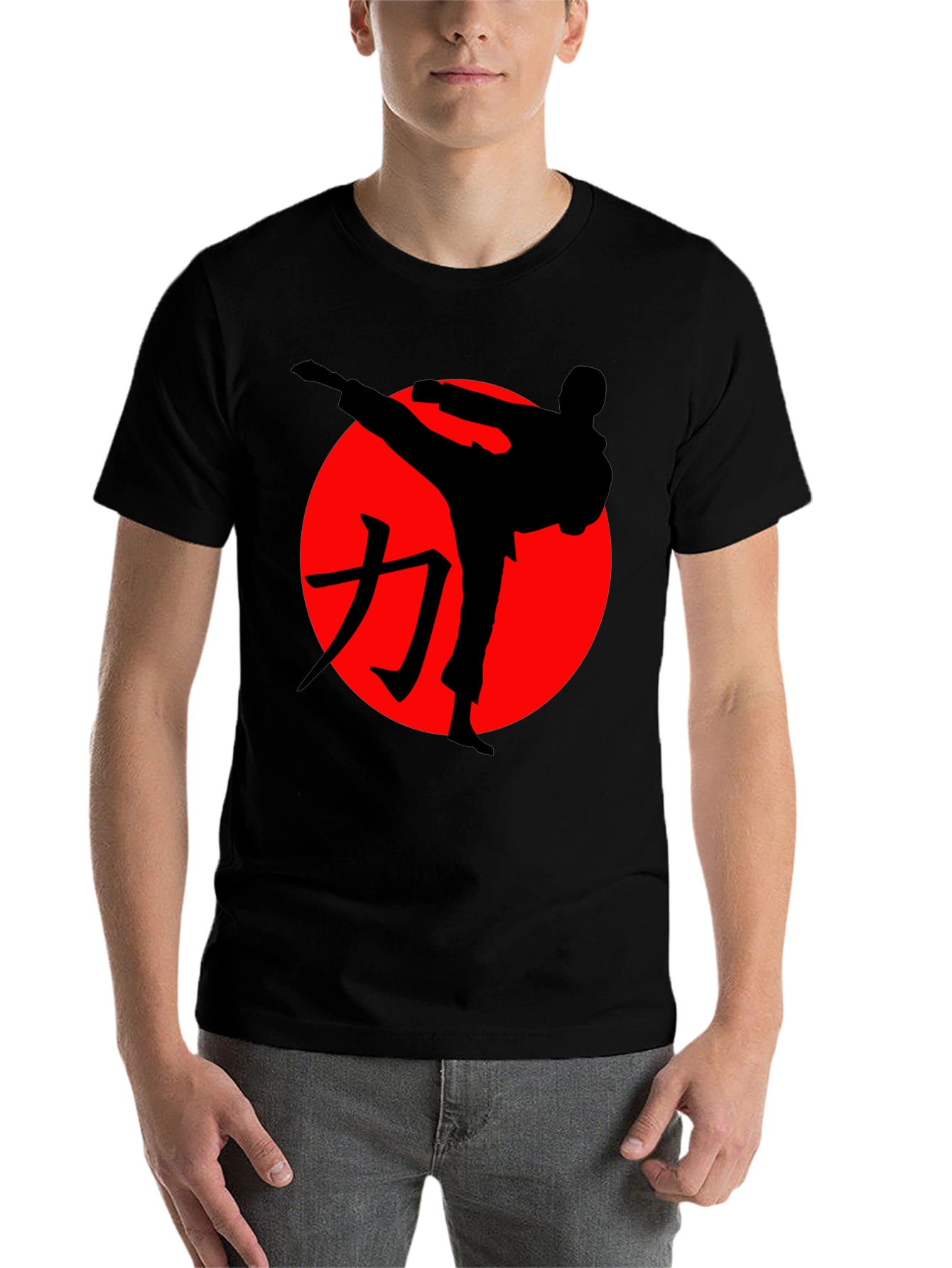 Black Karate Silhouette Graphic Tee - Martial Arts Style view 7