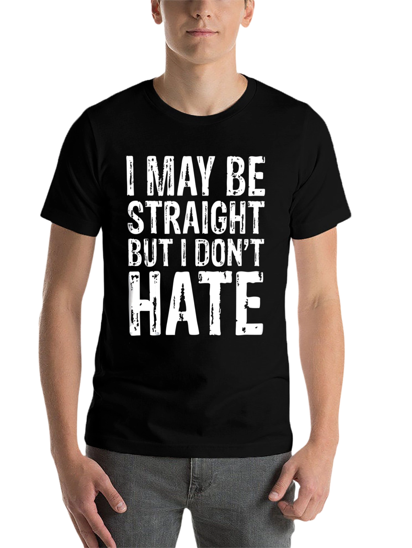 Black I May Be Straight But I Don't Hate T-Shirt view 7