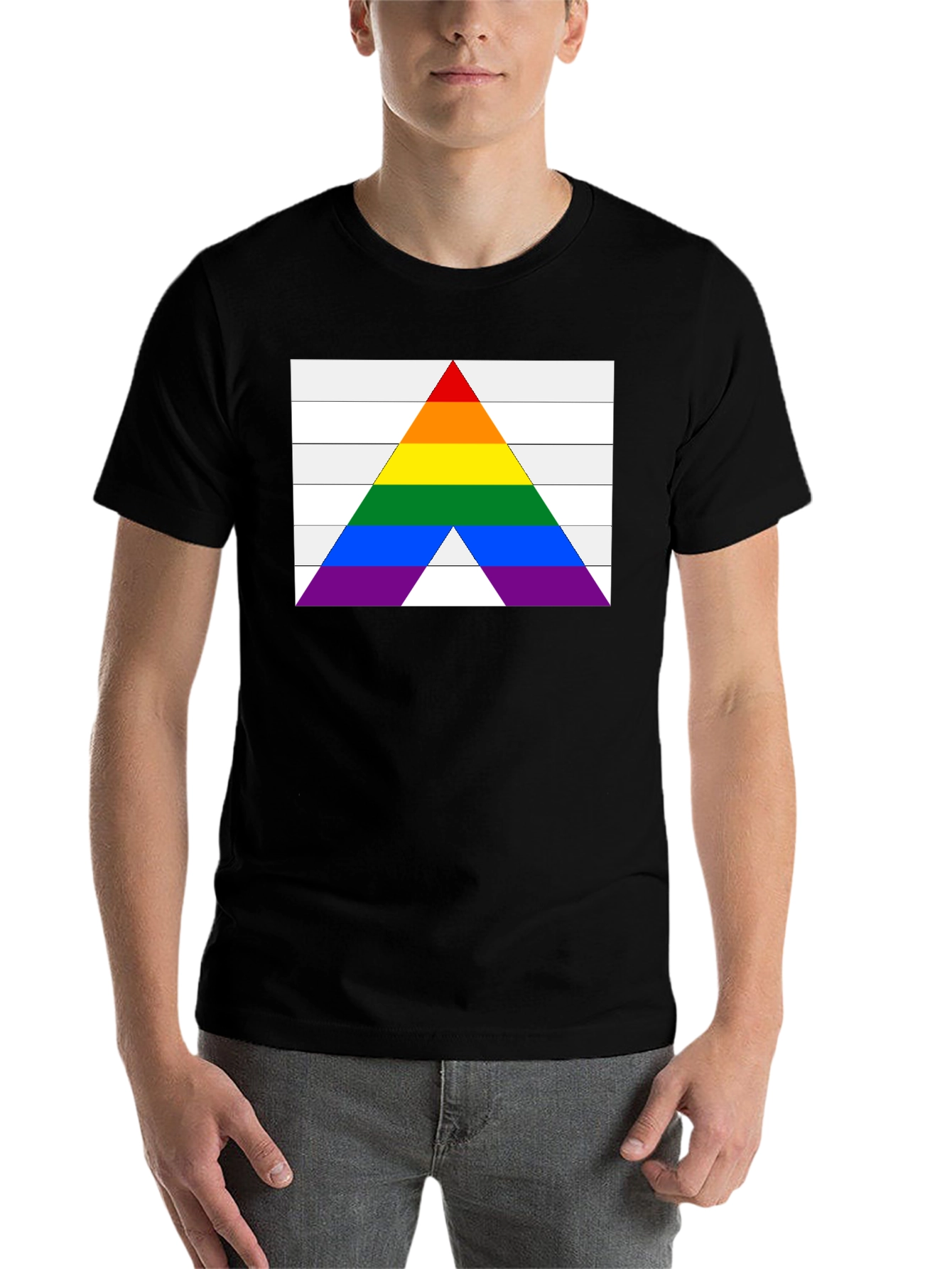Black Pride Flag Arrow T-Shirt - Black Cotton Blend view 7