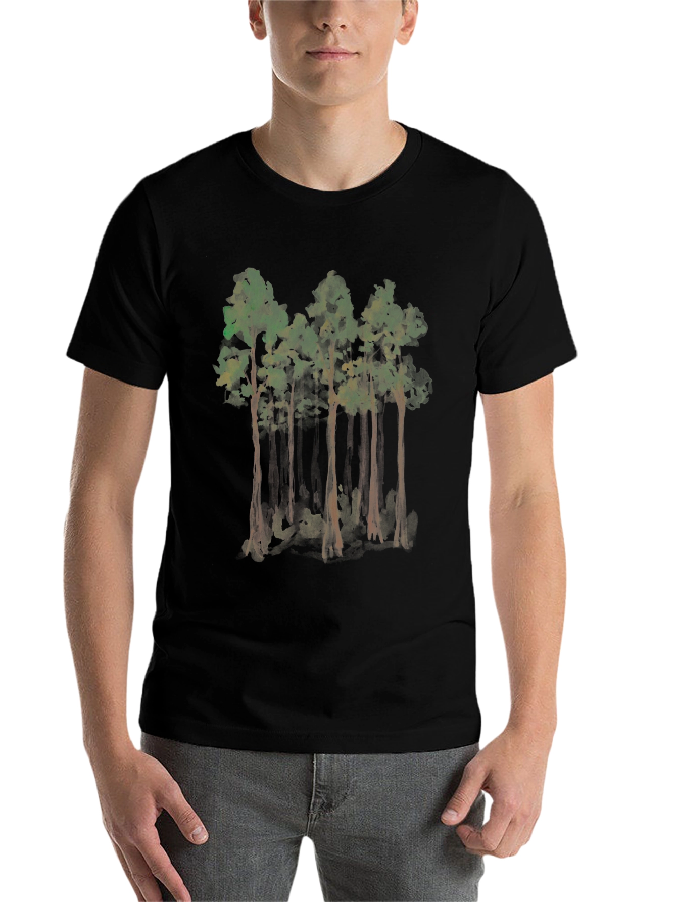 Black Forest Graphic Tee - Nature Inspired Print view 7