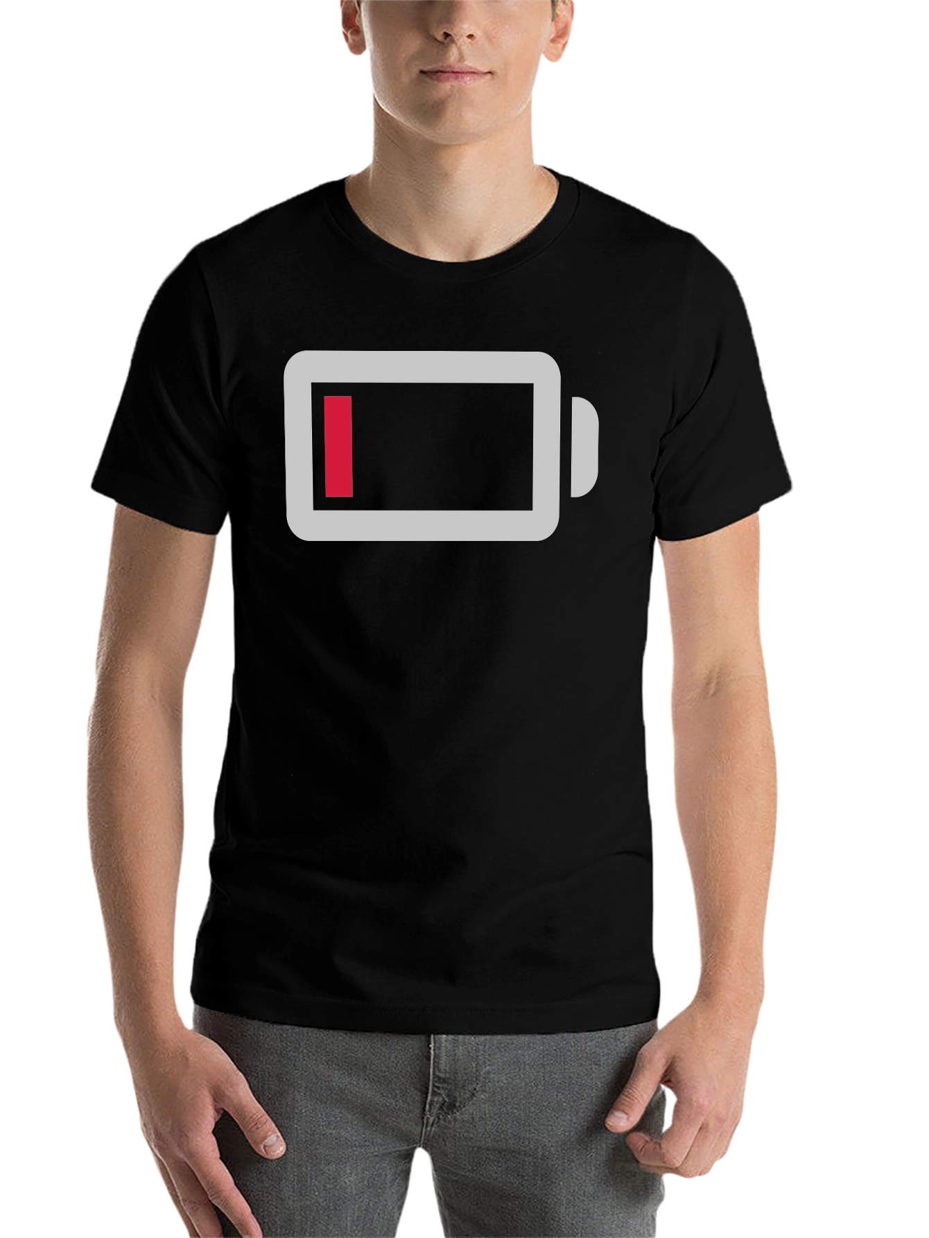 Black Low Battery Graphic Tee - Black Cotton Comfort view 7