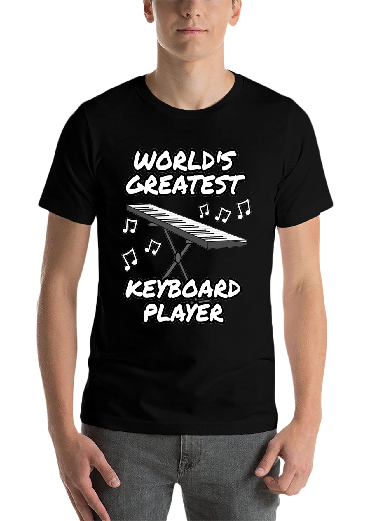Black World's Greatest Keyboard Player Graphic T-Shirt view 7