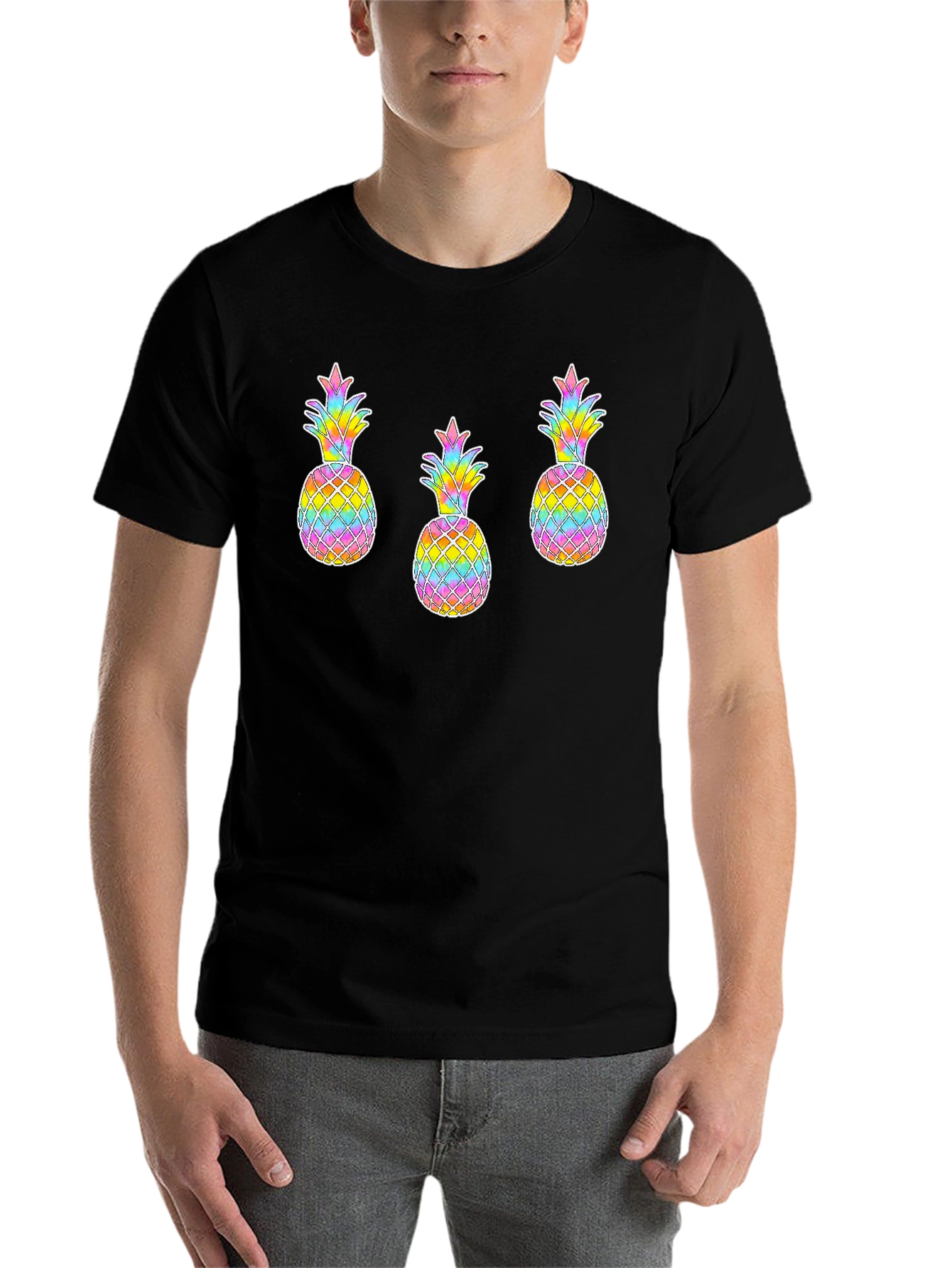 Black Rainbow Pineapple Graphic Tee view 7