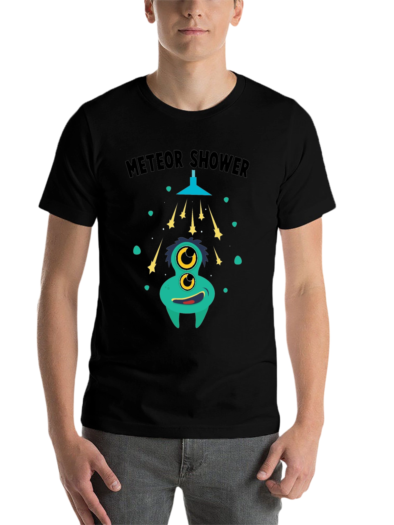 Black Meteor Shower Monster Graphic T-Shirt view 7