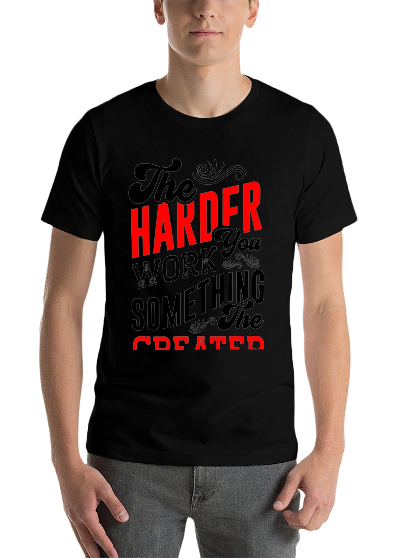 Black Motivational Harder You Work T-Shirt view 7