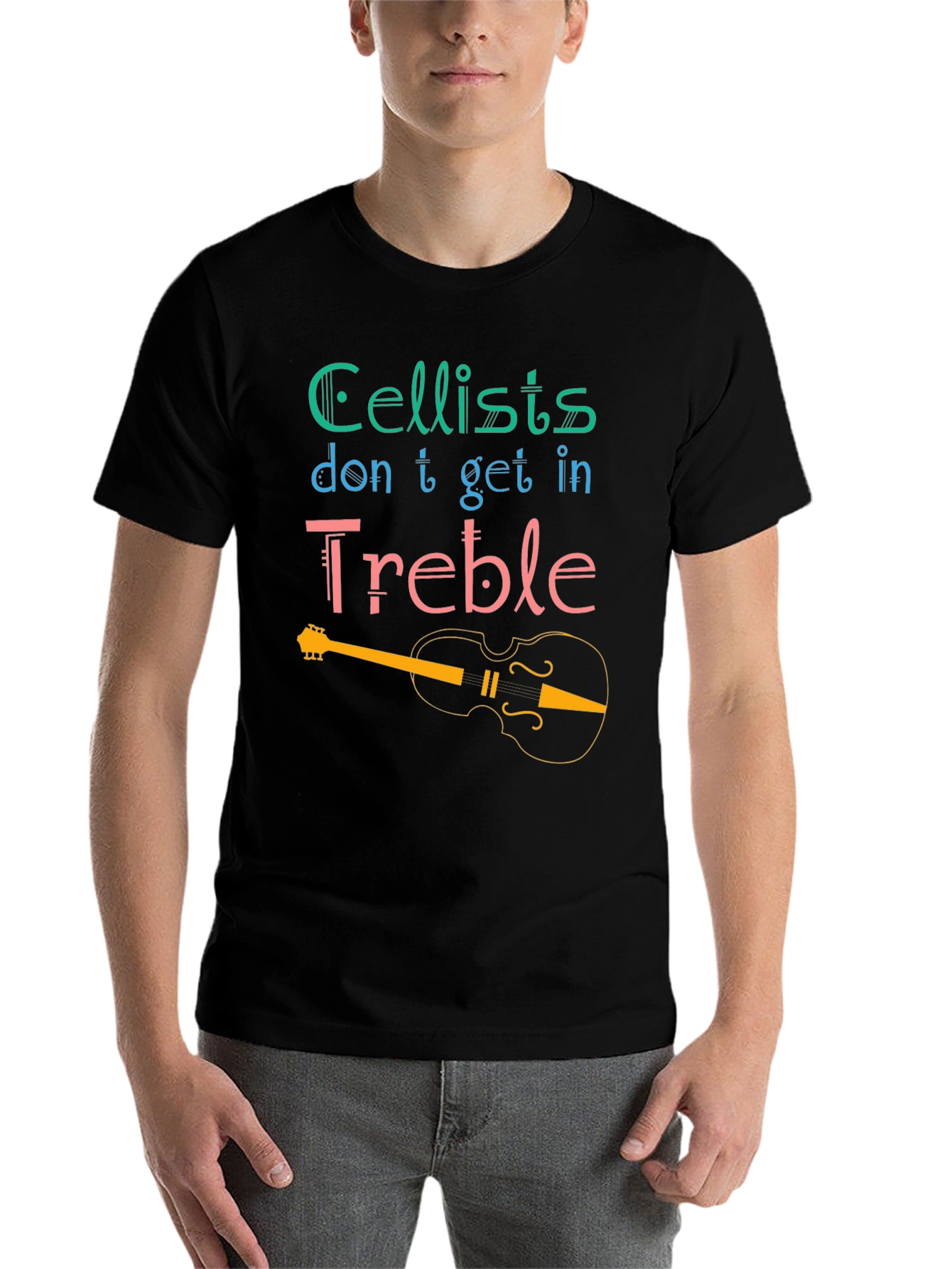 Black Cellist 'Treble' T-Shirt - Musical Humor Tee view 7