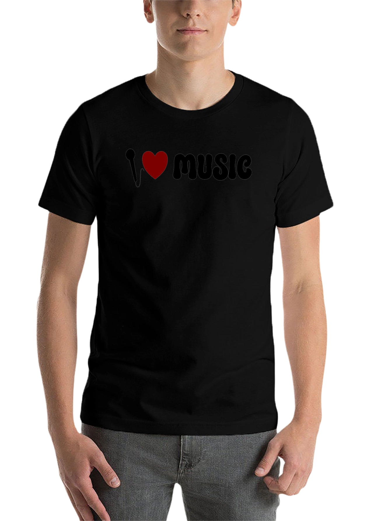 Black I Love Music Graphic Tee - Black view 7