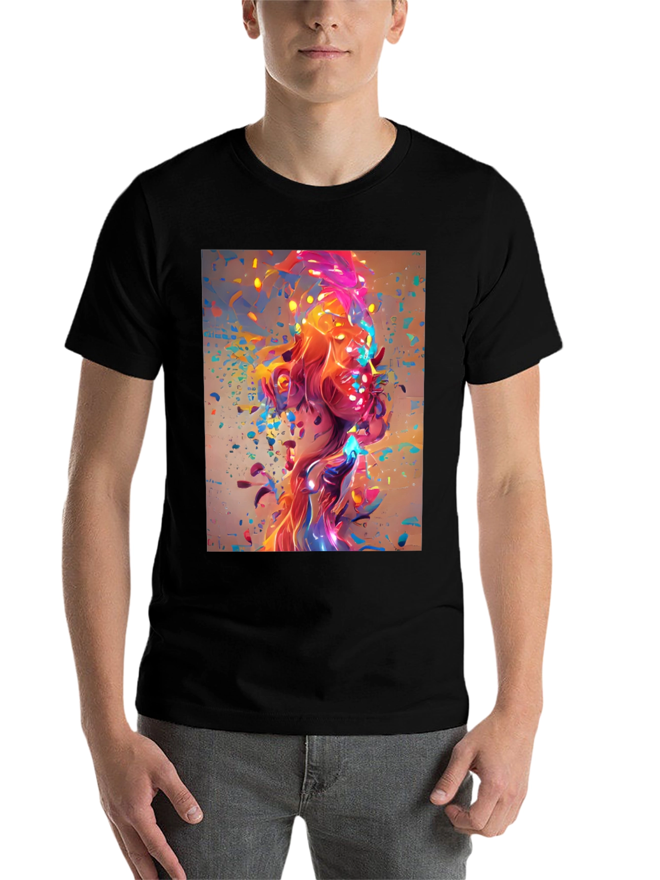Black Abstract Art Print Black T-Shirt view 7