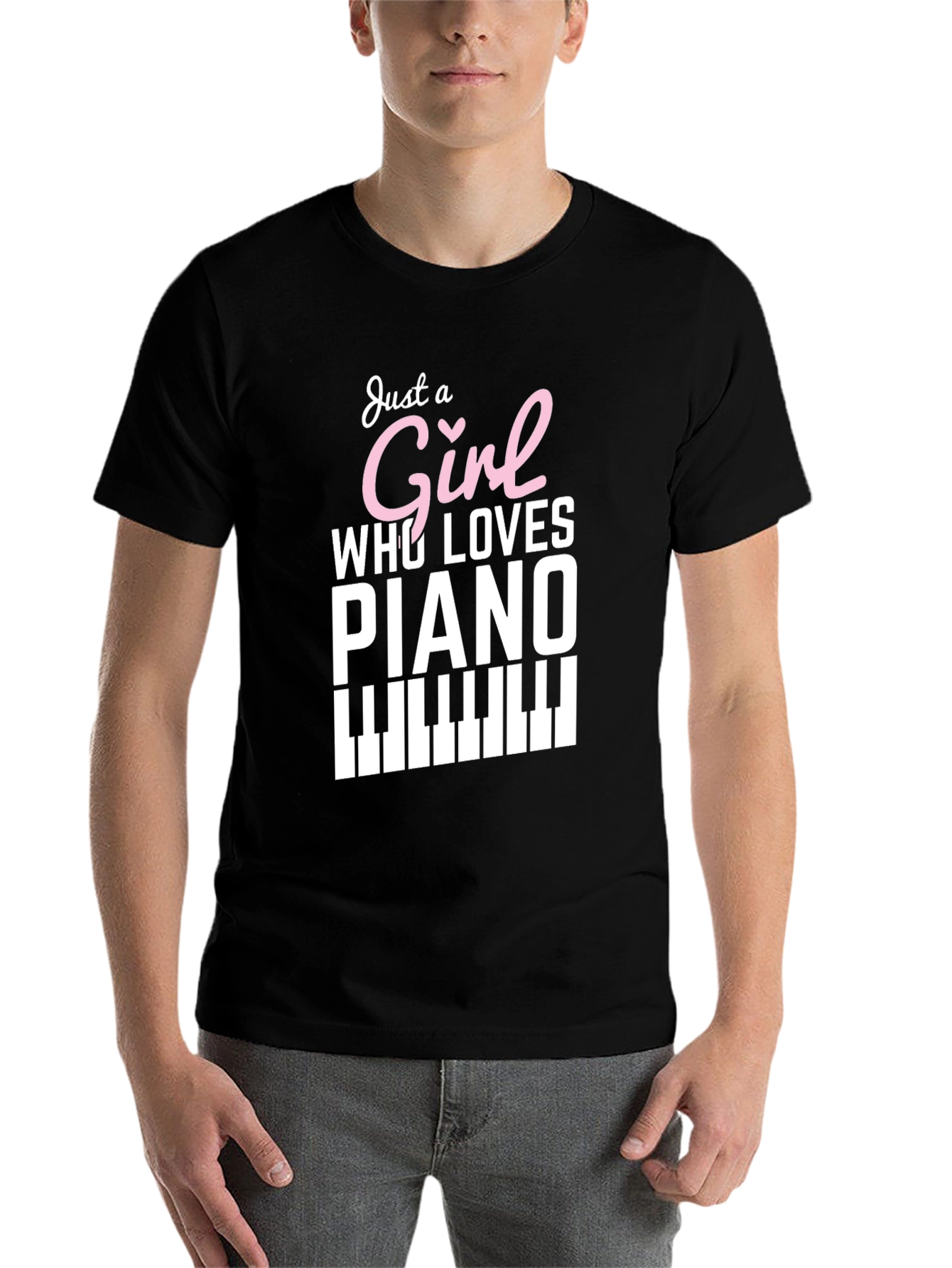 Black Just a Girl Who Loves Piano - Graphic Tee view 7