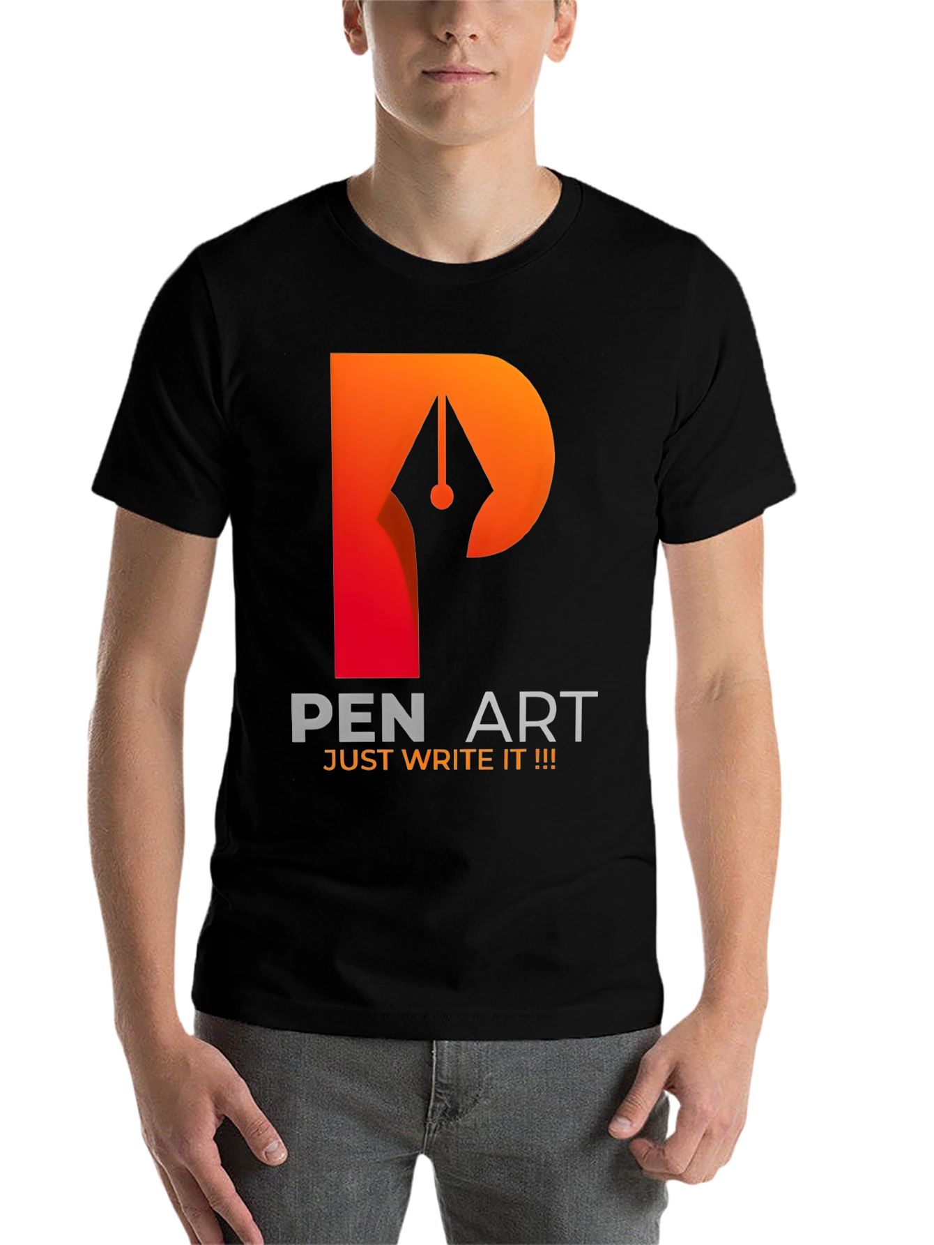 Black Pen Art Graphic T-Shirt - Just Write It! view 7