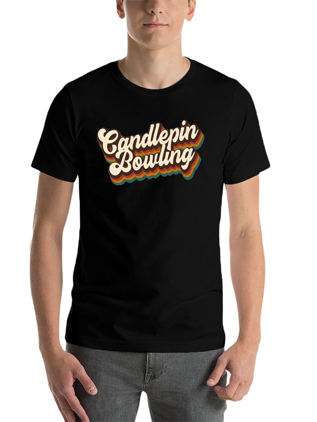 Black Retro Candlepins Bowling Graphic Tee view 7