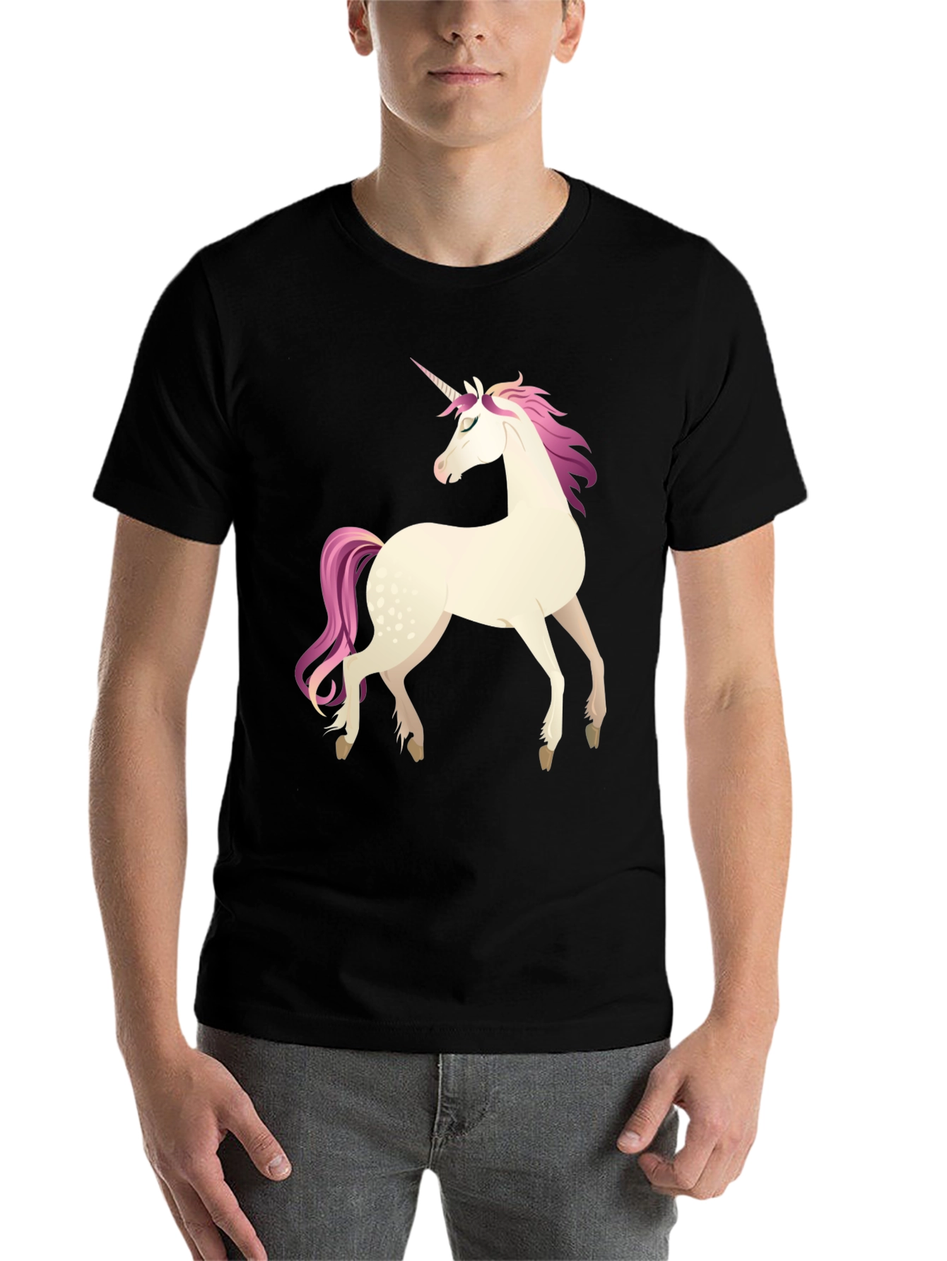 Black Unicorn Graphic Tee - Black Cotton Blend Shirt view 7