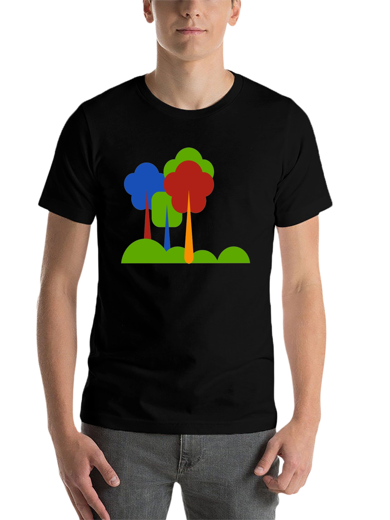 Black Abstract Tree Graphic Black T-Shirt view 7