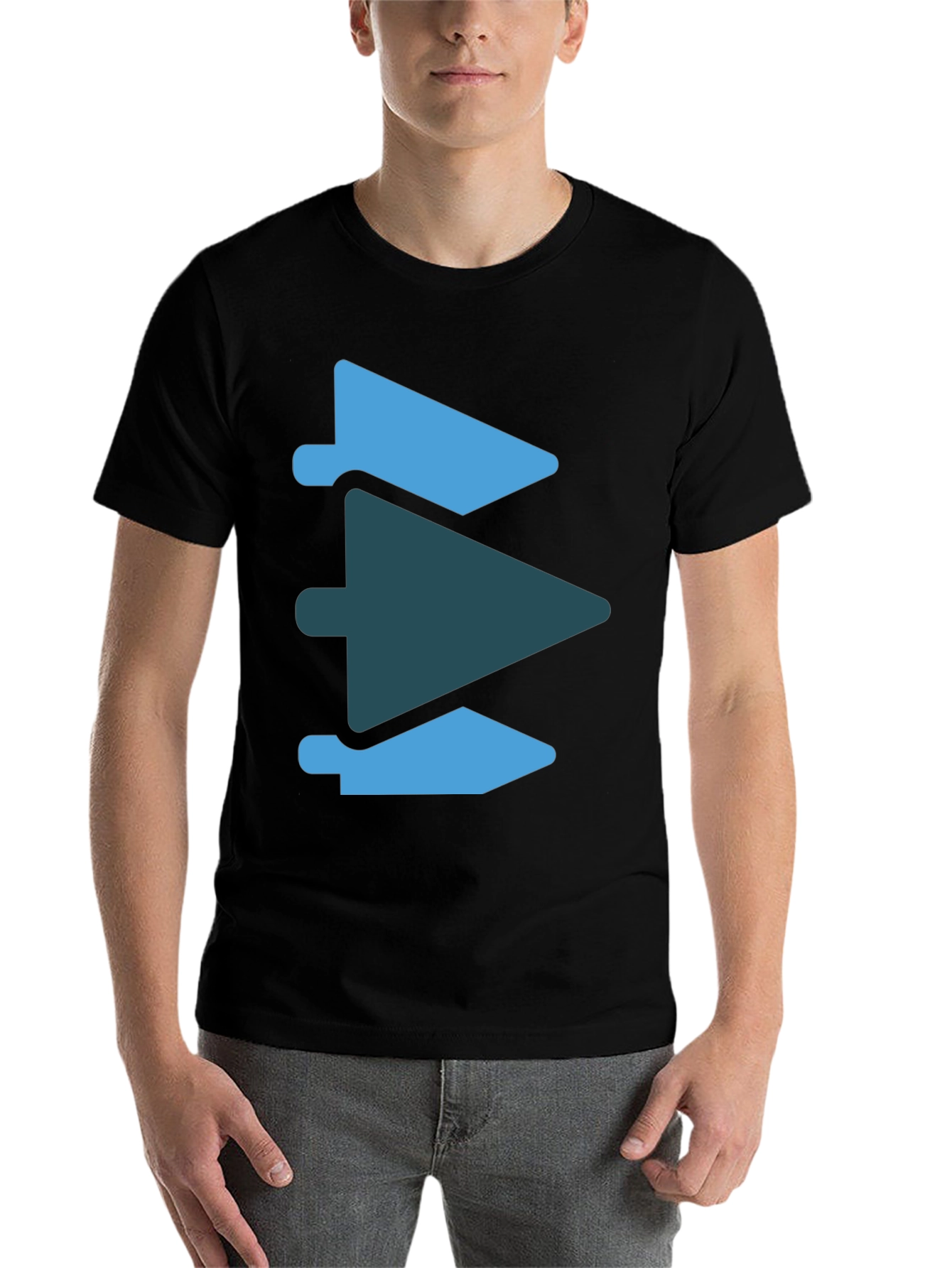 Black Abstract Arrow Graphic Tee - Modern Casual Style view 7