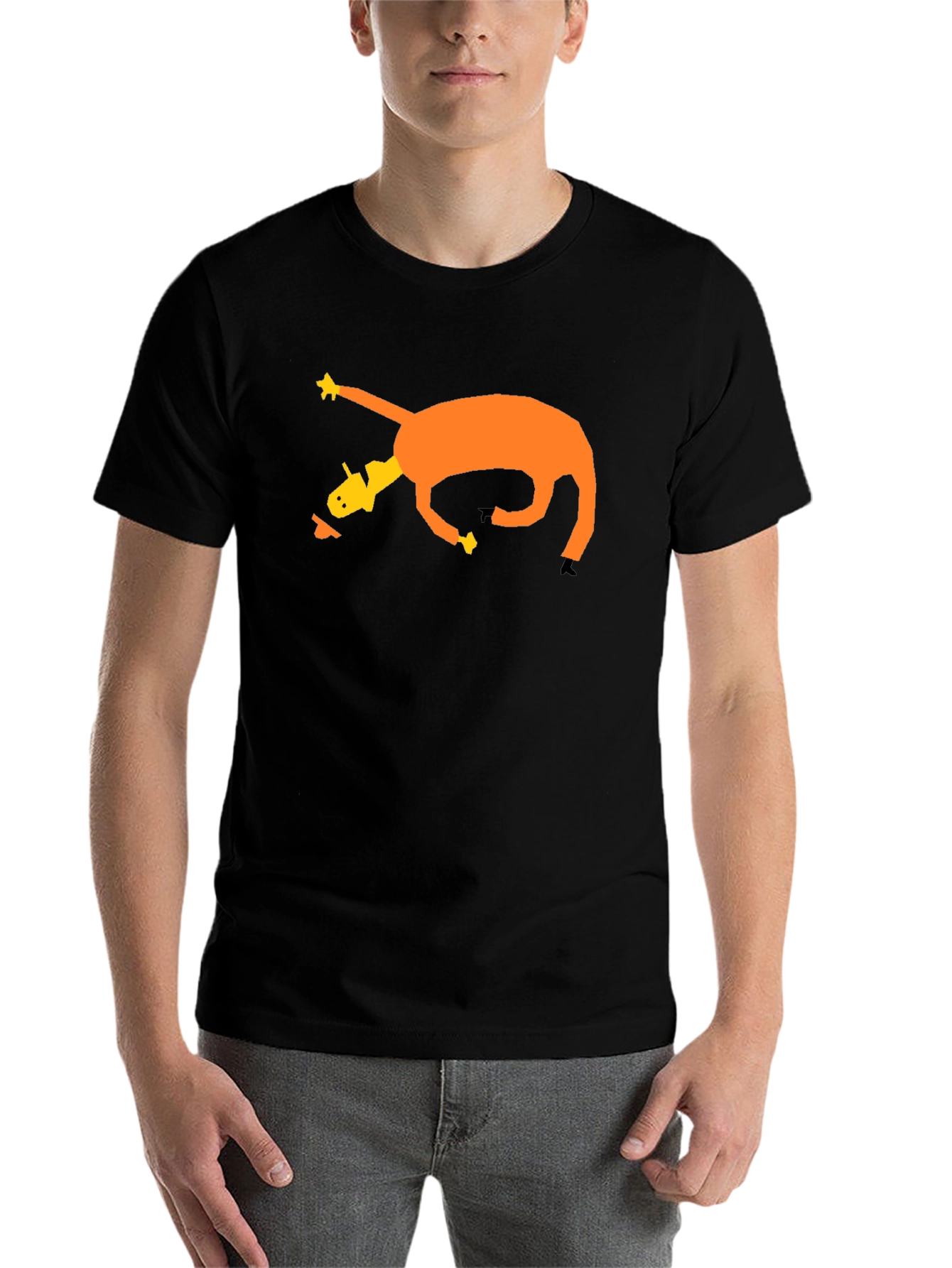 Black Abstract Graphic Tee - Quirky Cartoon Design view 7