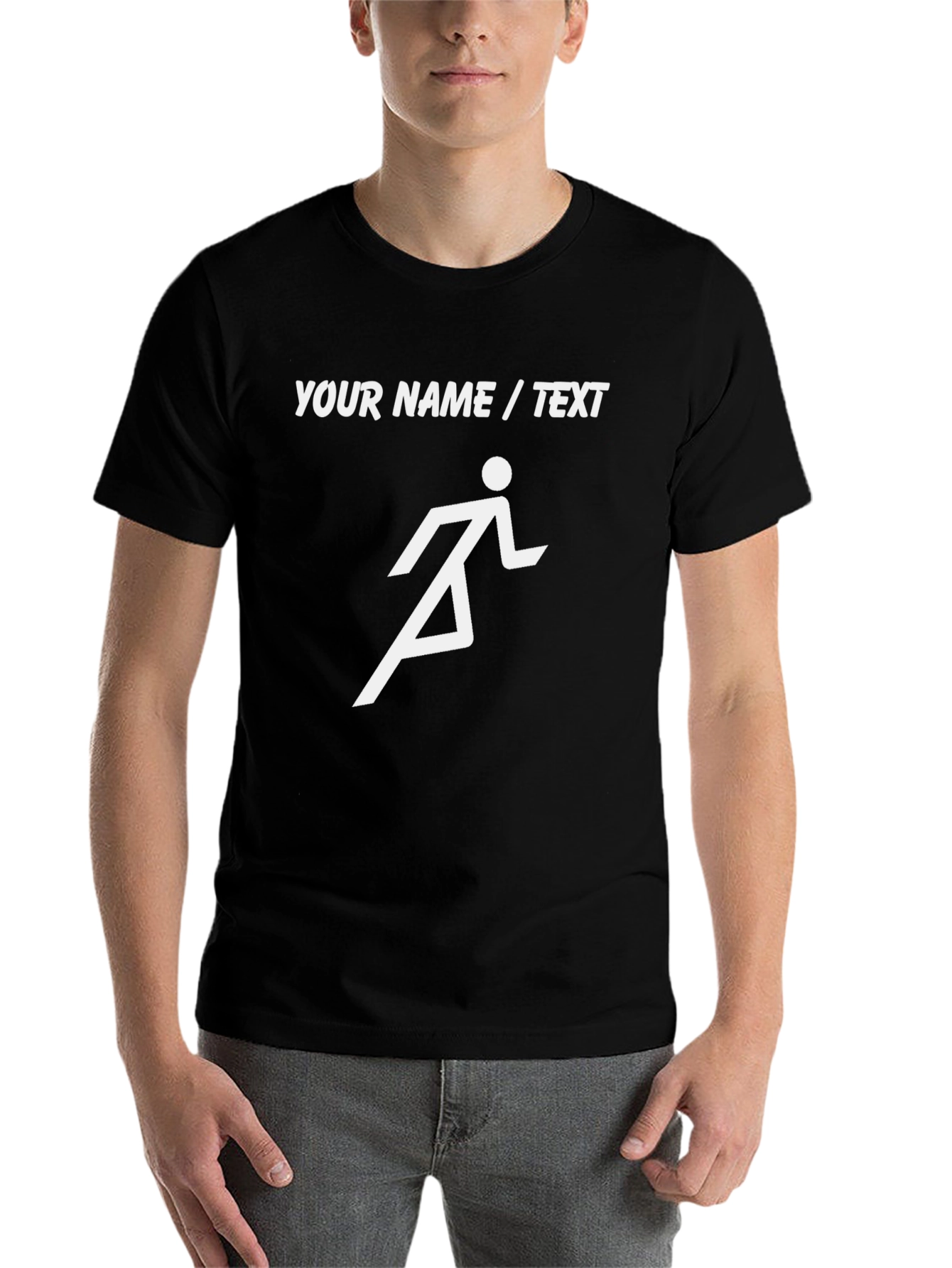 Personalized Running Man Graphic Tee - Black - 7