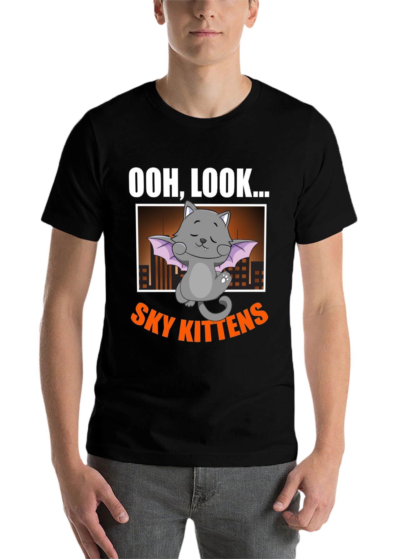 Black Ooh, Look... Sky Kittens Black Graphic Tee view 7