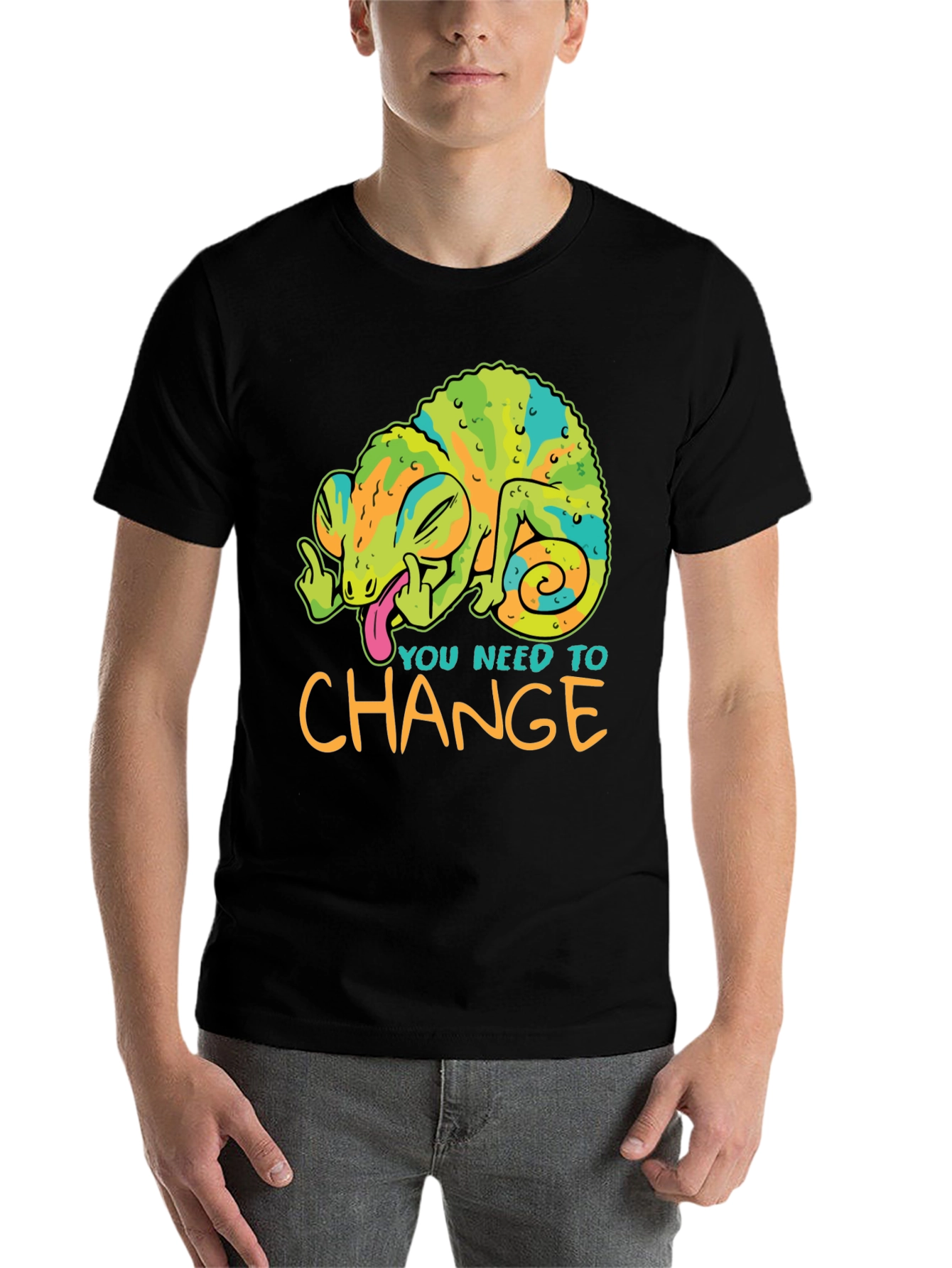 Black You Need To Change T-Shirt Chameleon Funny Offensive view 7