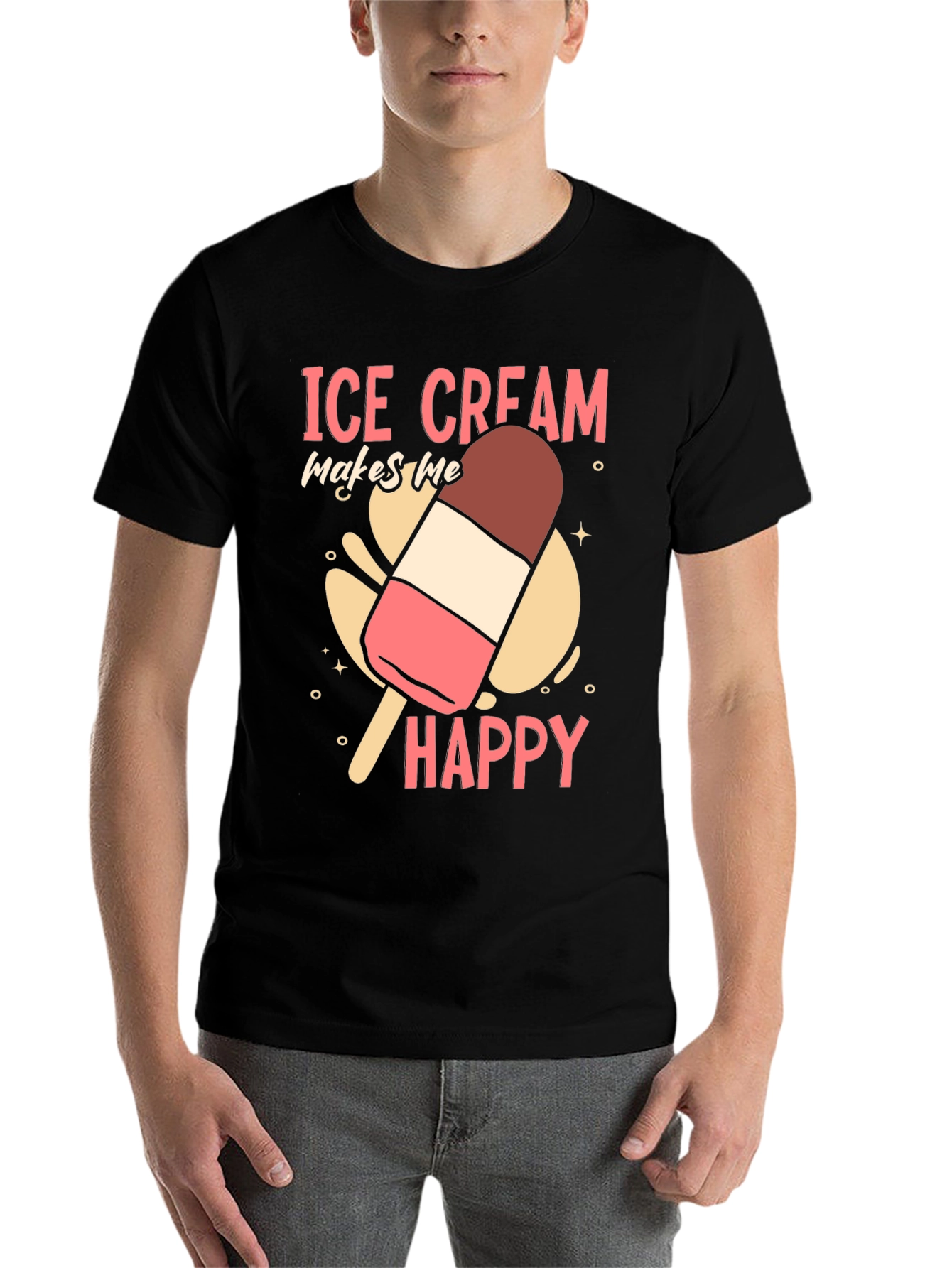 Black Ice Cream Makes Me Happy Graphic Tee view 7