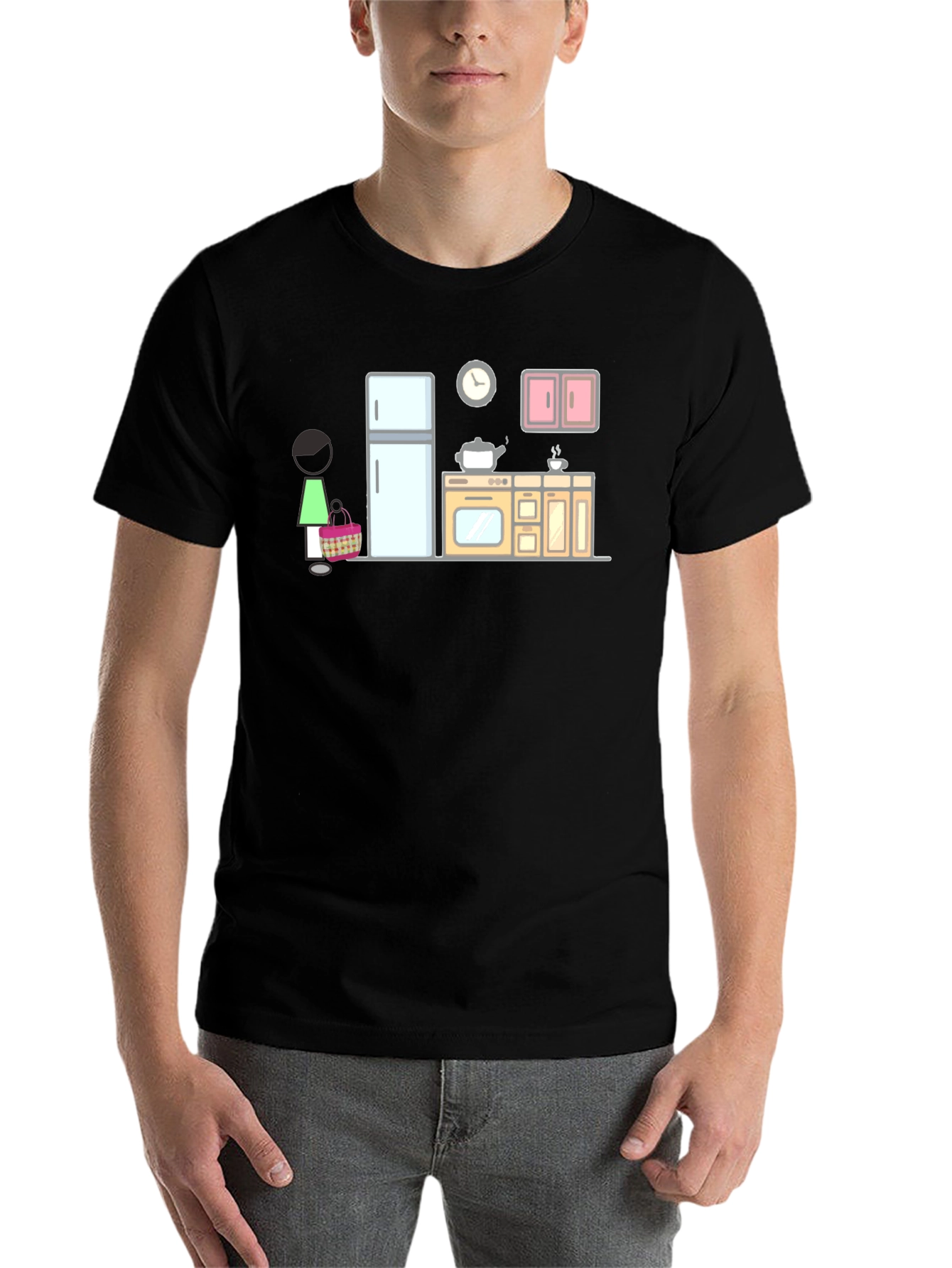 Black Cartoon Kitchen Graphic T-Shirt view 7