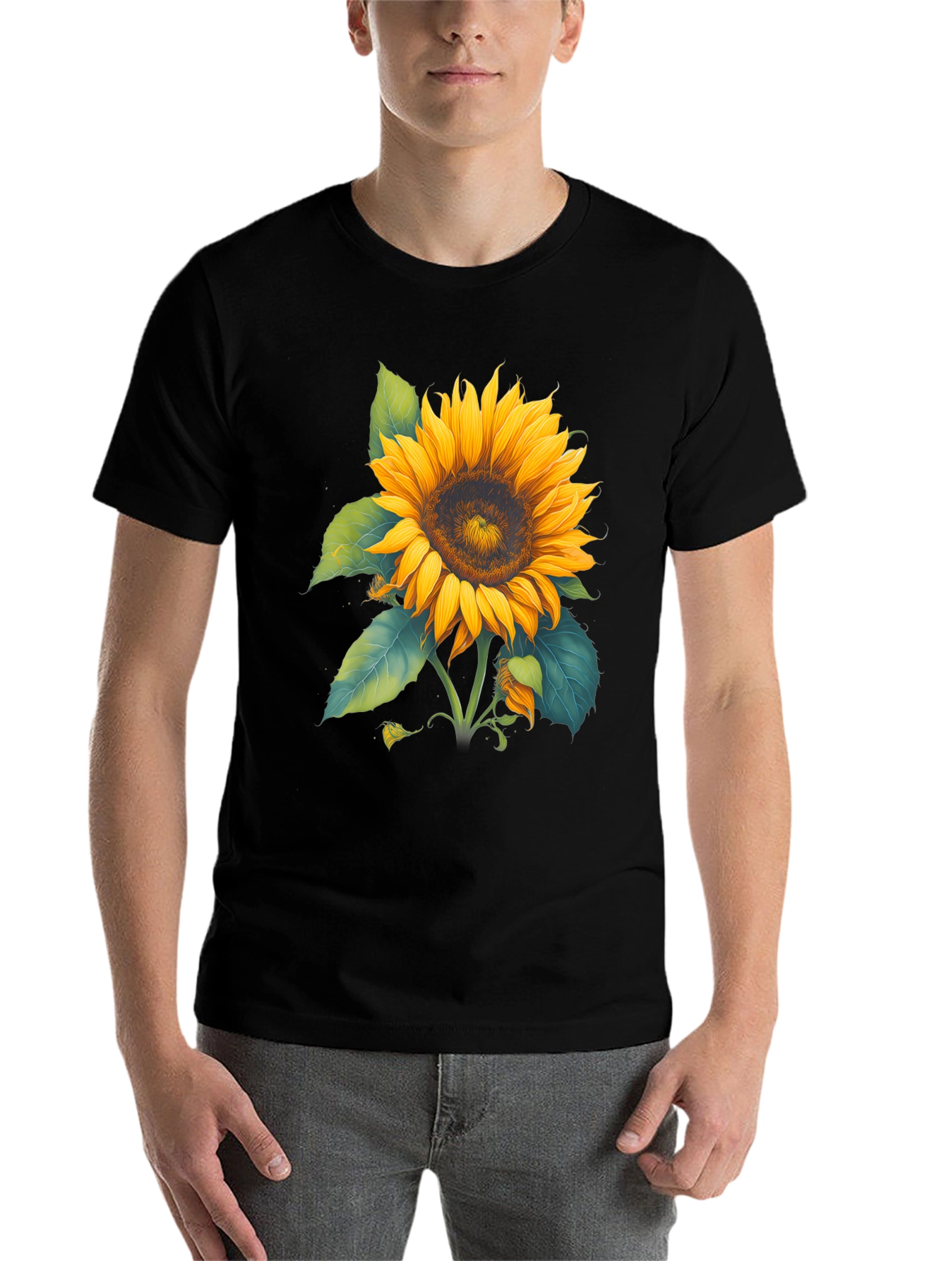 Black Sunflower Graphic Black T-Shirt view 7