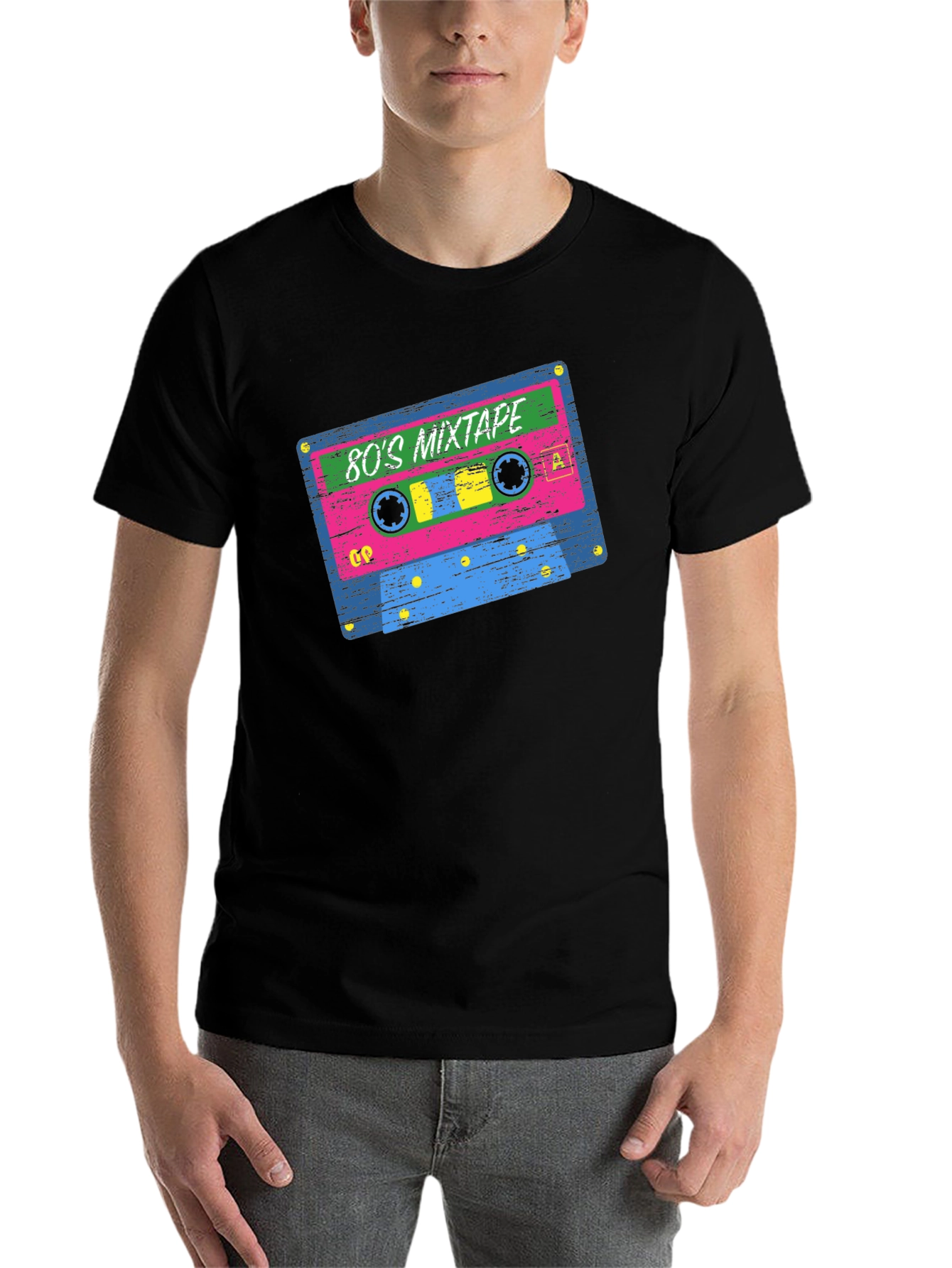 Black 80's Mixtape Retro Graphic T-Shirt view 7