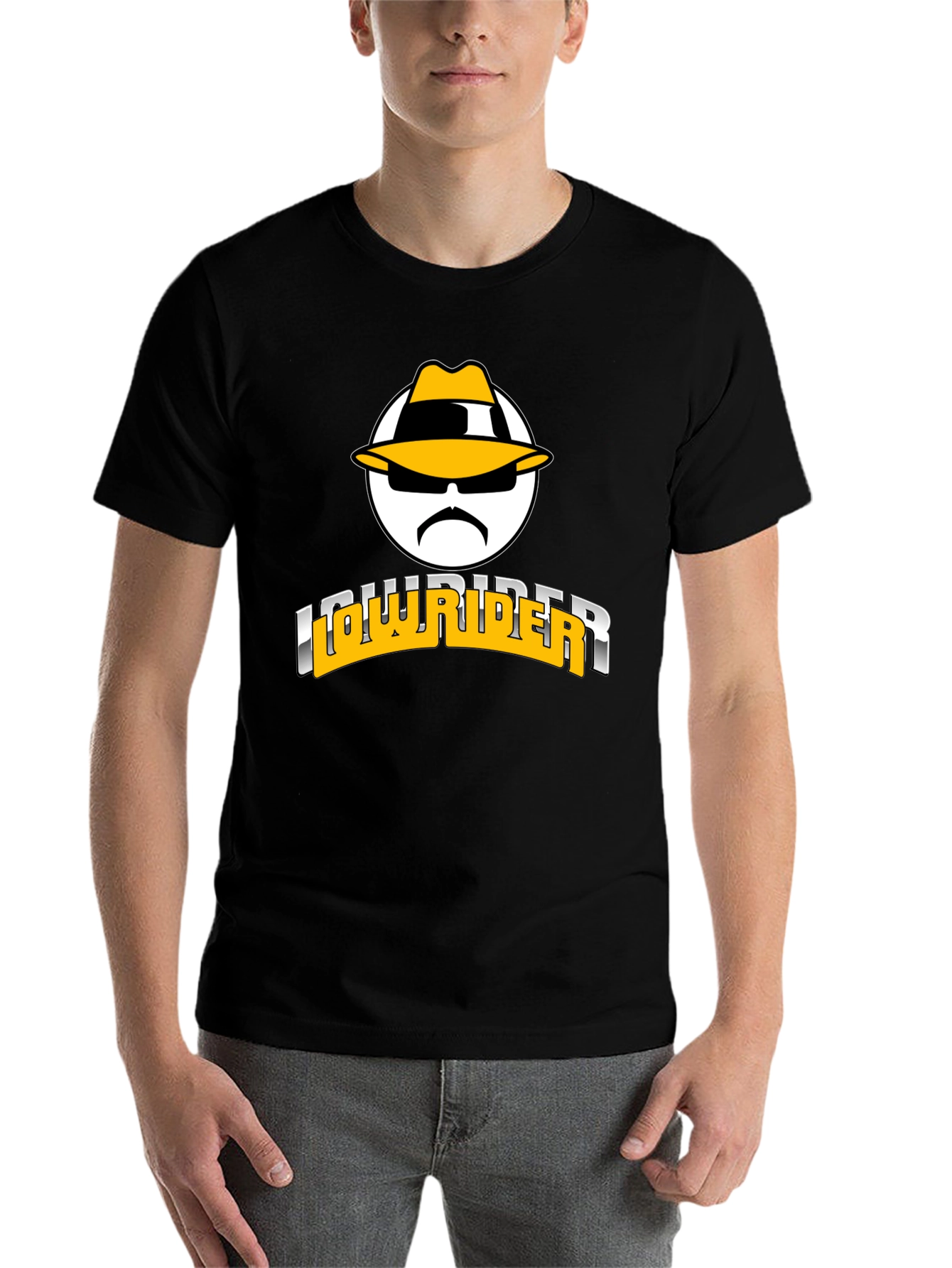 Black Lowrider T-Shirt - Black Tee with Graphic Design view 7
