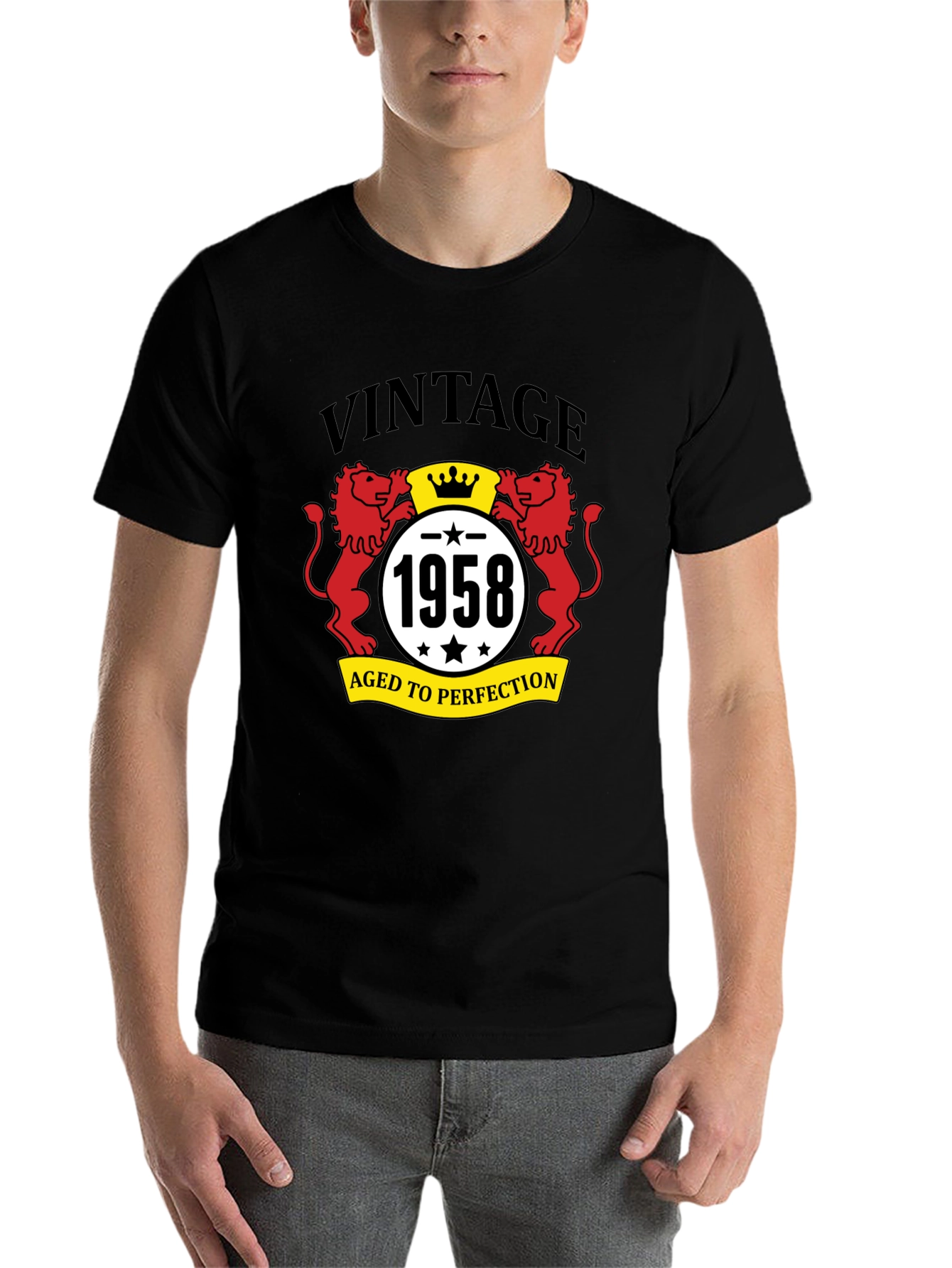 Black Vintage 1958 Aged to Perfection Black T-Shirt view 7